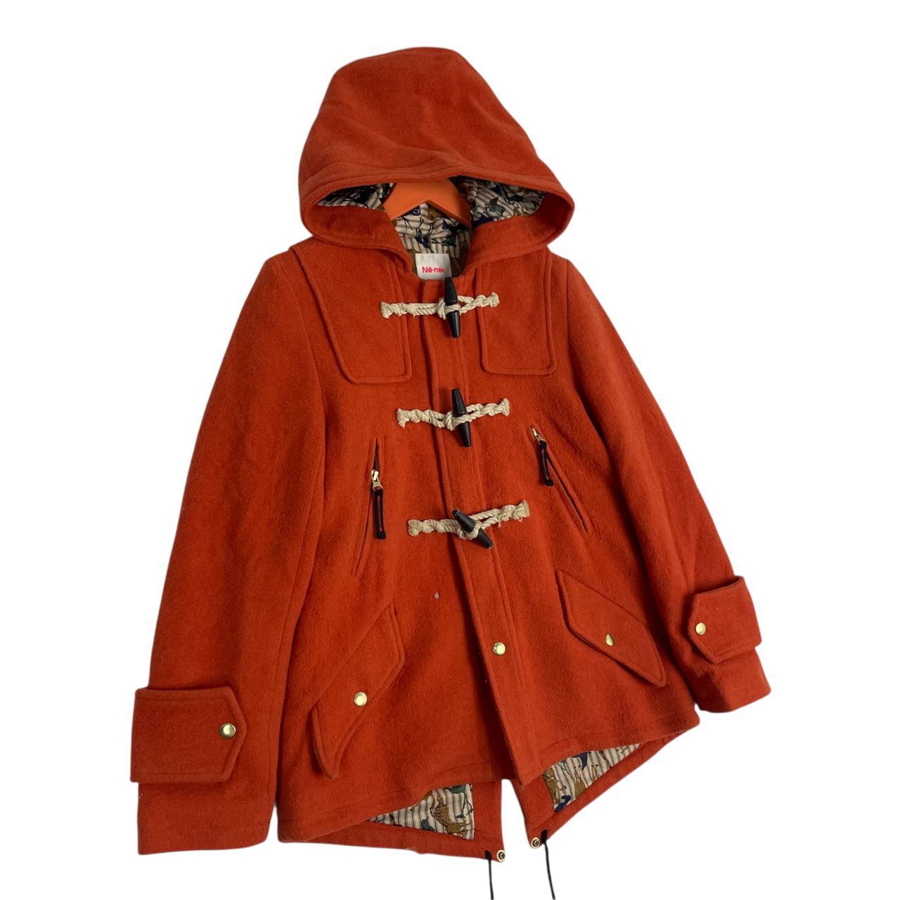 Ne-Net Vintage Né-net Hooded Duffle Coat Burnt Orange Wool Jacket Size M / US 6-8 / IT 42-44 - 3 Thumbnail