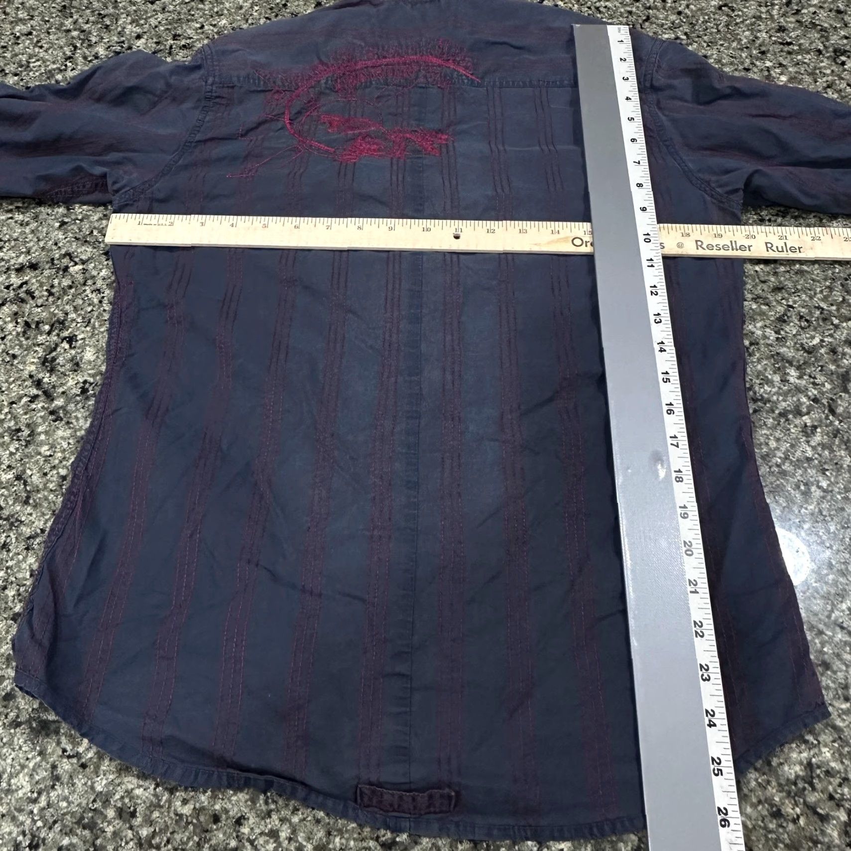 Brave Soul Brave Soul Shirt Mens M Gray Red Snap Western Embroidered Dragon Rodeo Cowboy Button-Up Long Sleeve Collared Size US M / EU 48-50 / 2 - 5 Thumbnail