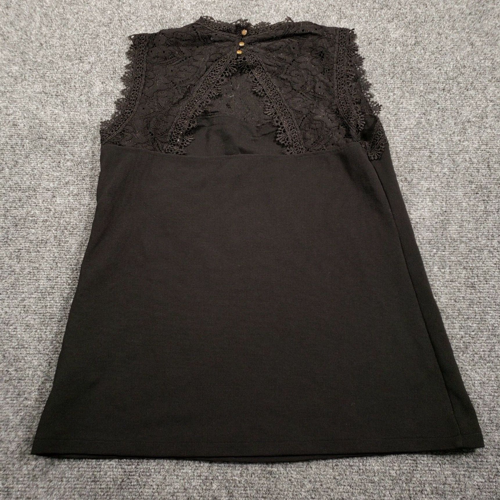 H&M H&M Tank Womens L Black Lace Yoke Mock Neck Sleeveless Casual Size L / US 10 / IT 46 - 2 Thumbnail