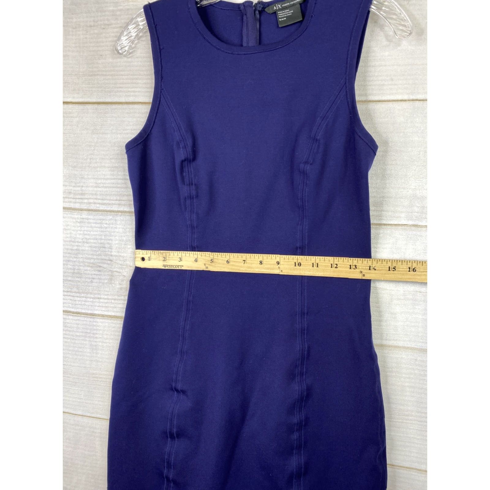 Armani Exchange Armani Exchange Dress Womens M Blue Sleeveless Ruffle Knee Length Ponte Knit Size M / US 6-8 / IT 42-44 - 6 Thumbnail