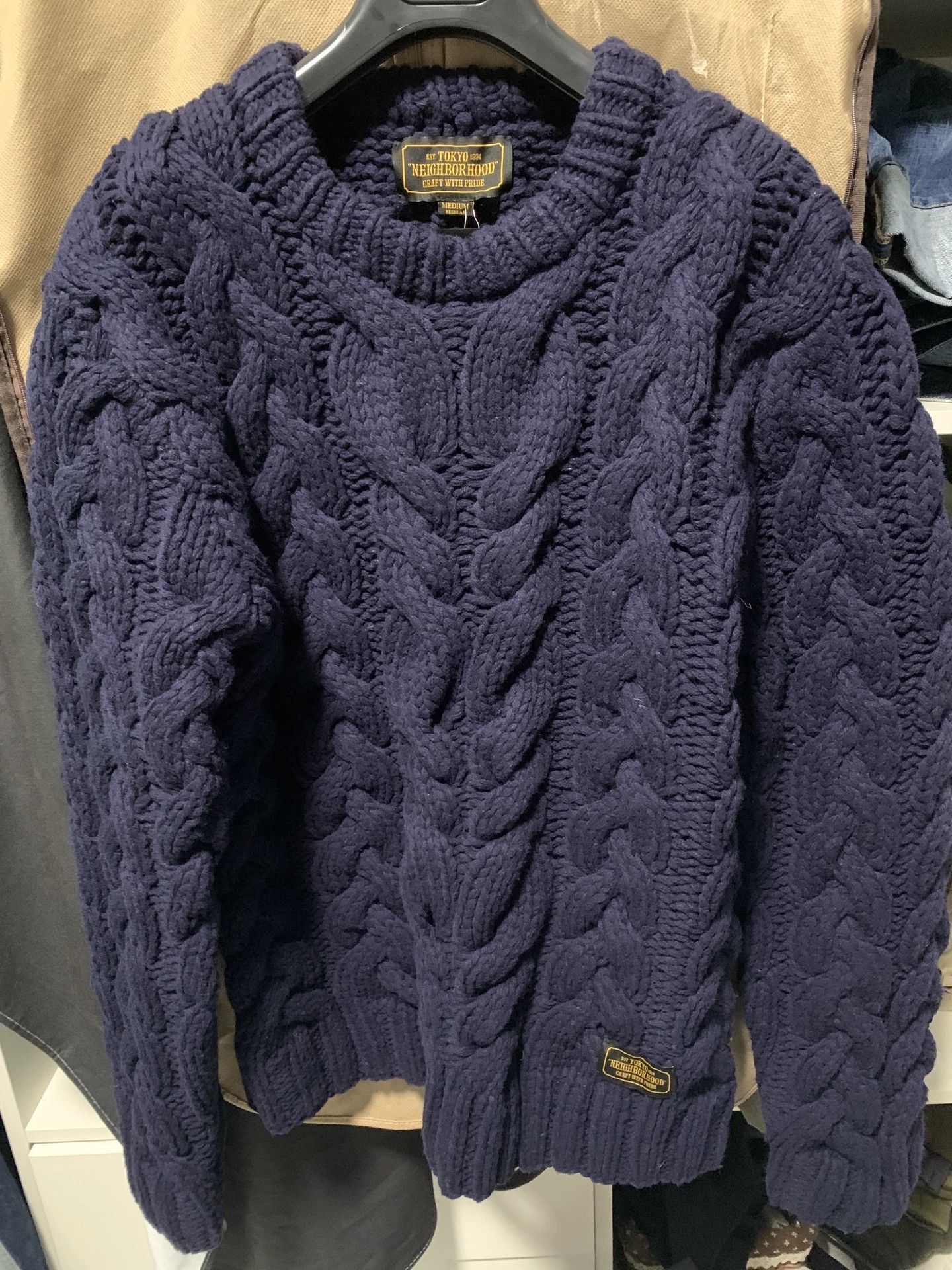 Neighborhood Blue Cable Knit Sweater - Size M Size US M / EU 48-50 / 2 - 1 Thumbnail