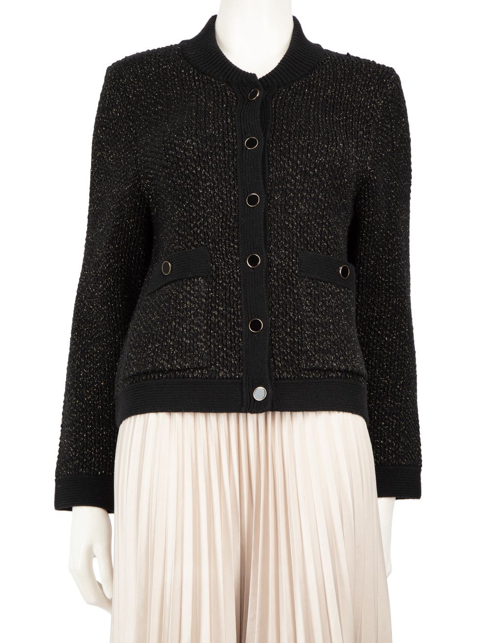 image of Me Em Black Glitter Accent Knitted Jacket, Women's (Size Large)
