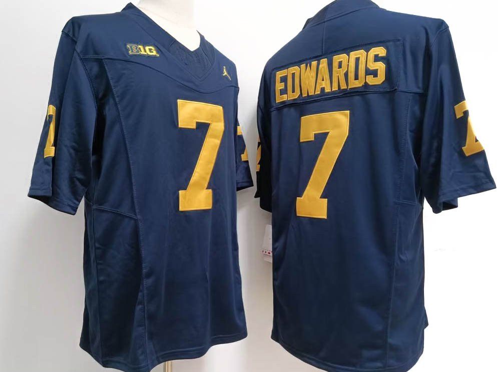 Custom Men Michigan Wolverines 7 Donovan Edwards Navy 2023 Jersey | Grailed