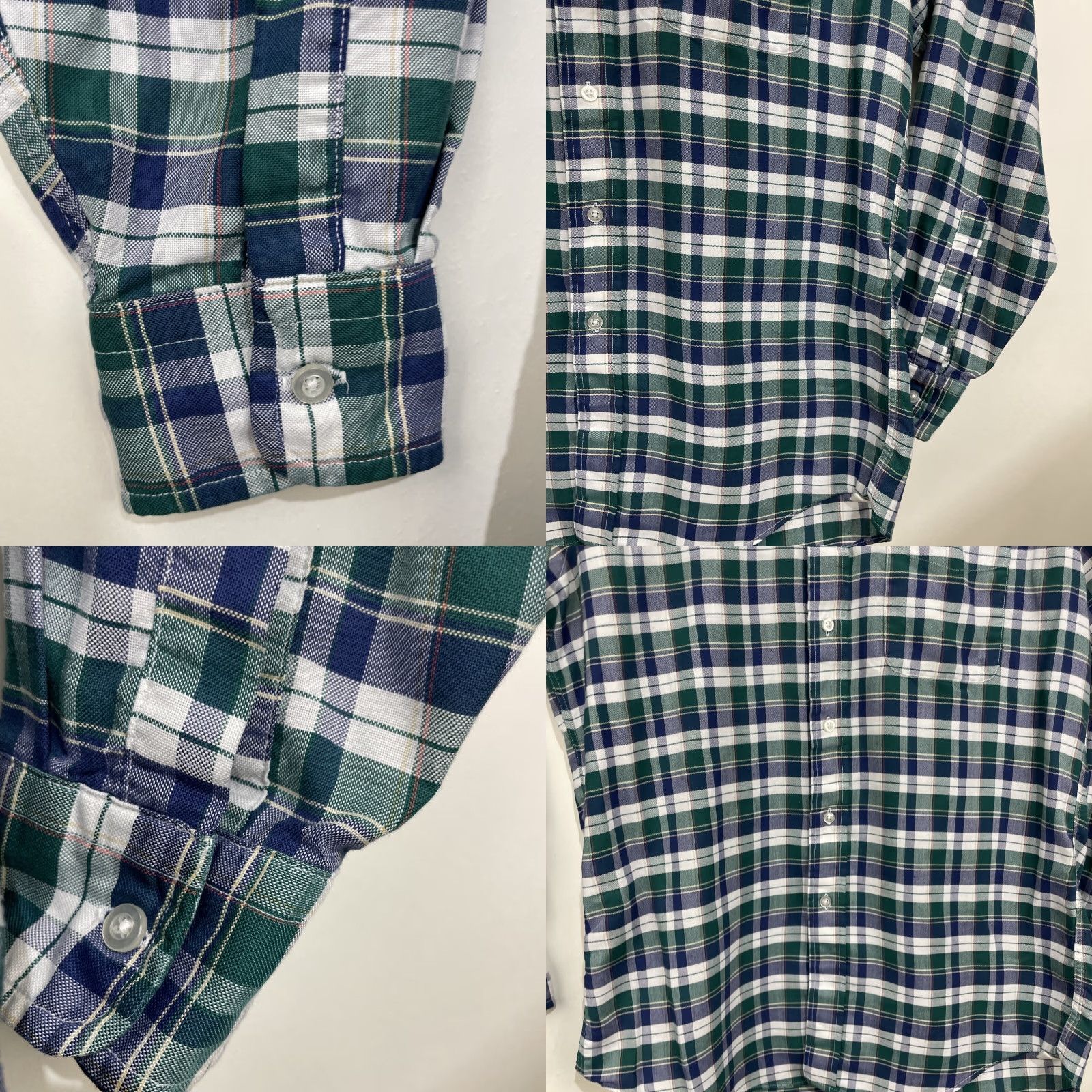 Vintage VINTAGE LL Bean 15 1/2 35 Green Blue Plaid Single Needle Tailored Shirt USA Size US L / EU 52-54 / 3 - 8 Thumbnail