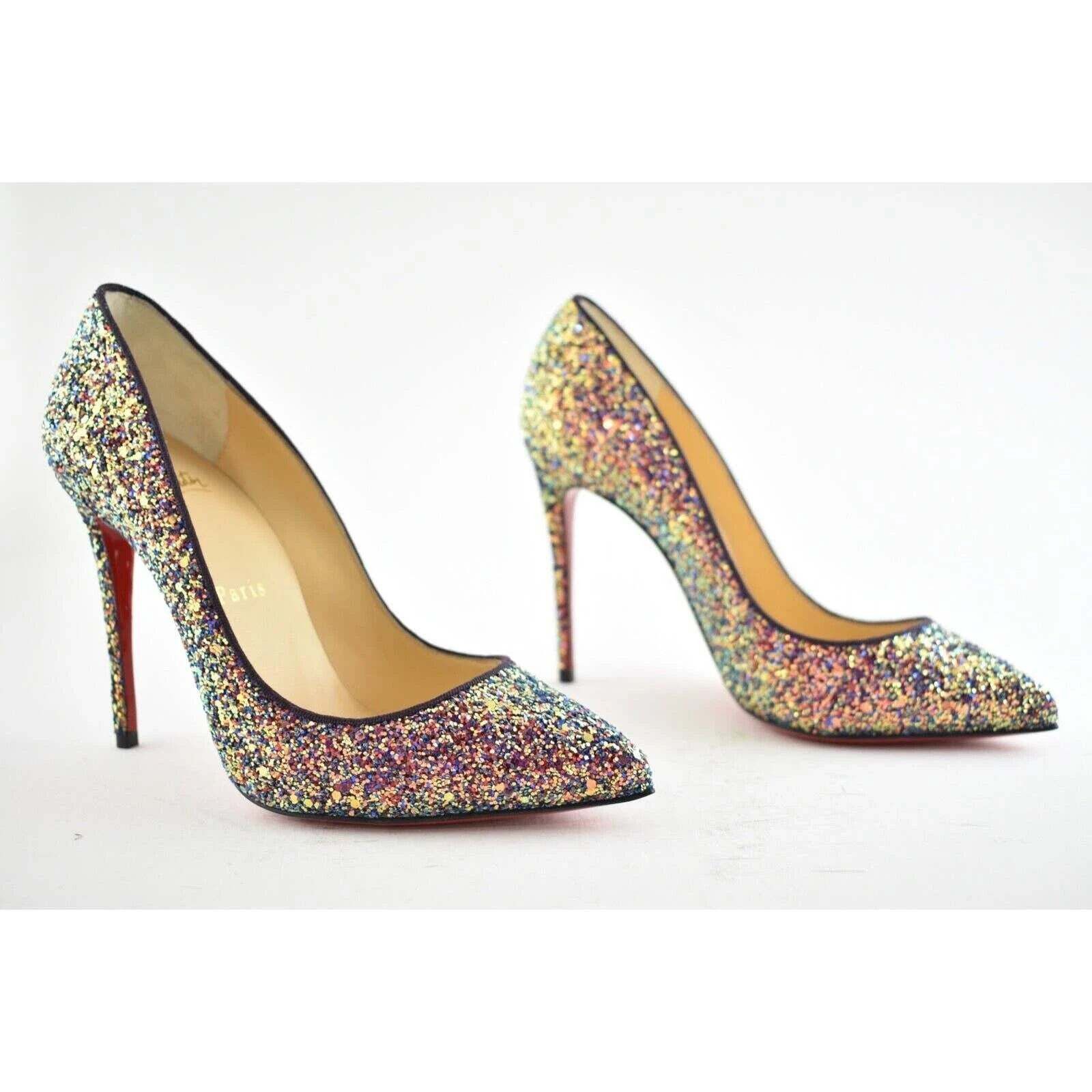 Christian Louboutin Pigalle Follies 100 Glitter Milkyway Blue Red Heel Pump 36.5 Size US 6.5 / IT 36.5 - 4 Thumbnail
