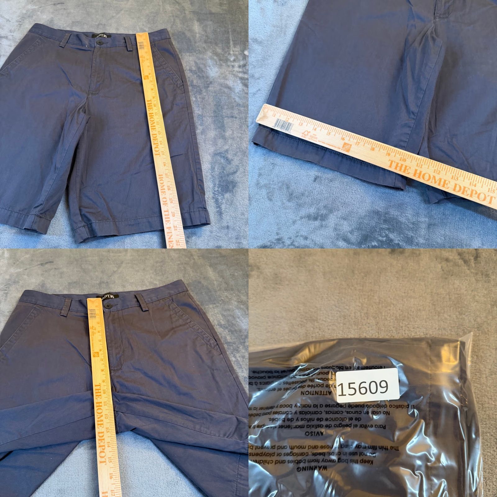 Vintage APT 9 Chino Shorts Mens 33 Gray Flat Front Casual Everyday Wear Adult Regular Cotton Shorts with Pockets Size US 33 - 8 Thumbnail