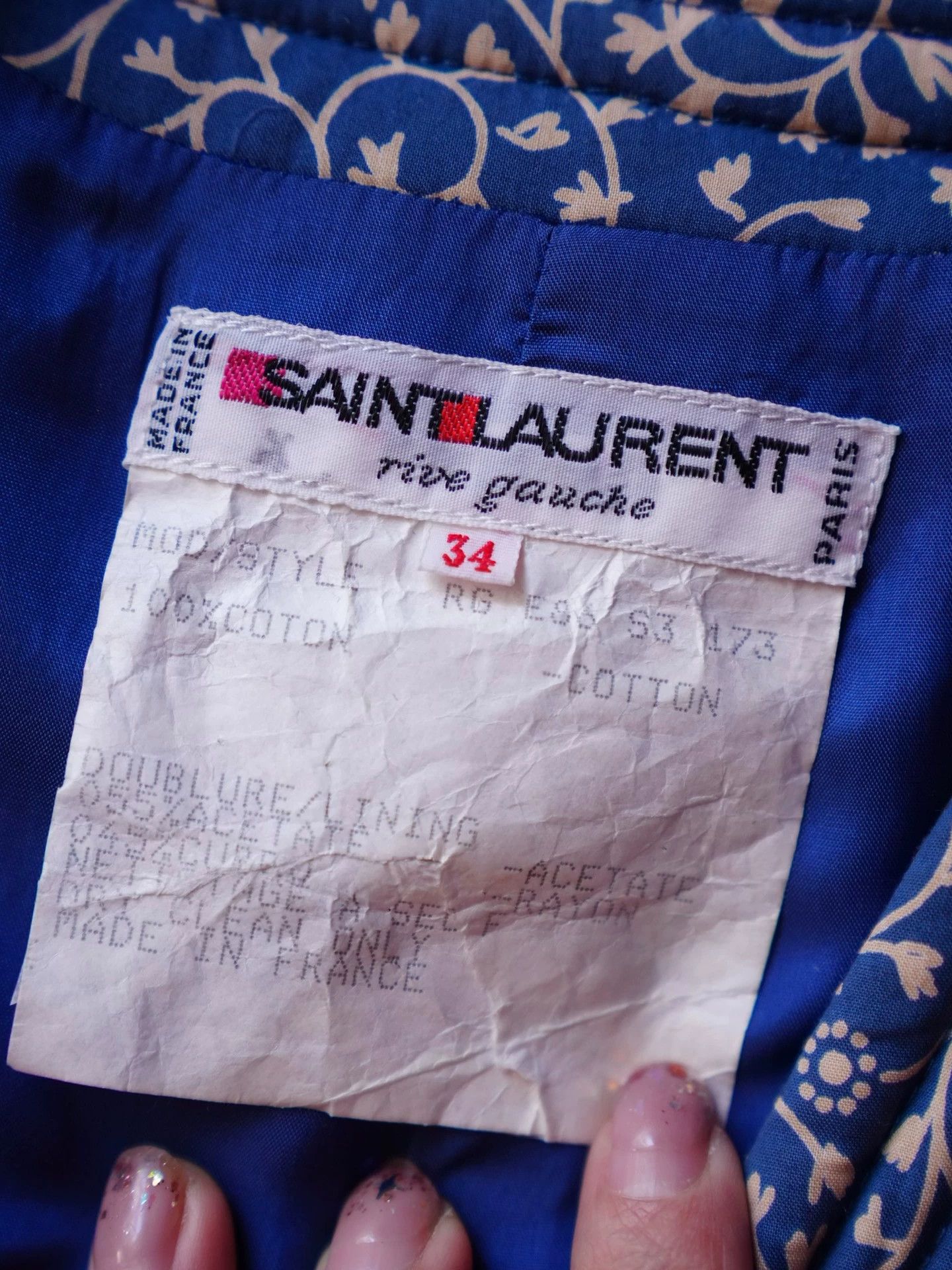 Yves Saint Laurent YSL 1986 SS Runway Butterfly Floral Quilted Blazer Size XXS / US 00 / IT 34 - 6 Thumbnail