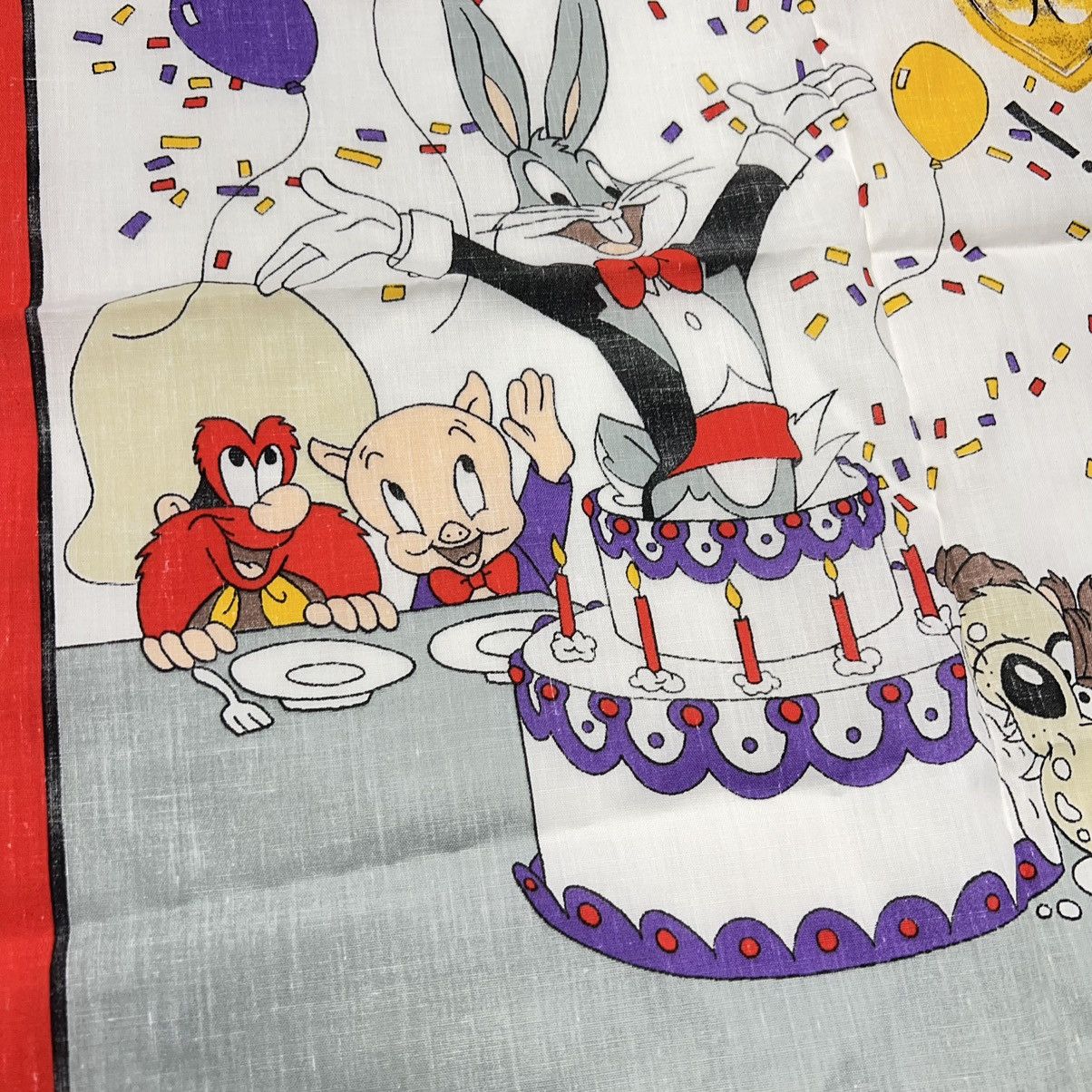 Vintage × Warner Bros VTG Looney Tunes Bandana Handkerchief Bugs Bunny 50th Size ONE SIZE - 10 Thumbnail