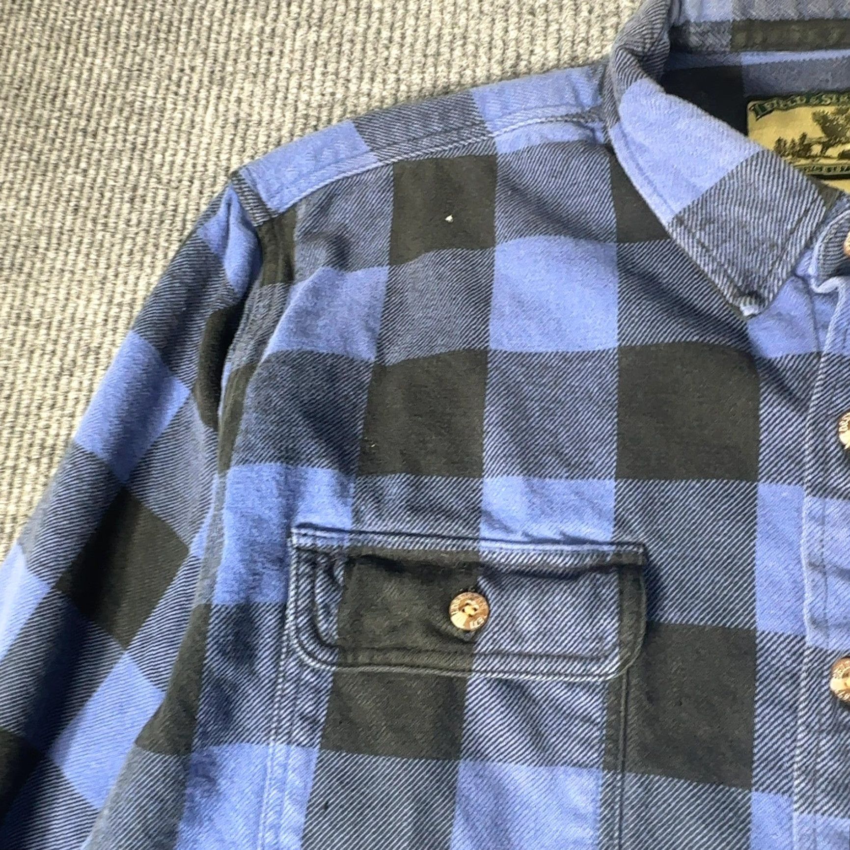 Vintage Field & Stream Flannel Shirt Mens XXL Blue Black Buffalo Plaid Button Up Size US XXL / EU 58 / 5 - 3 Thumbnail