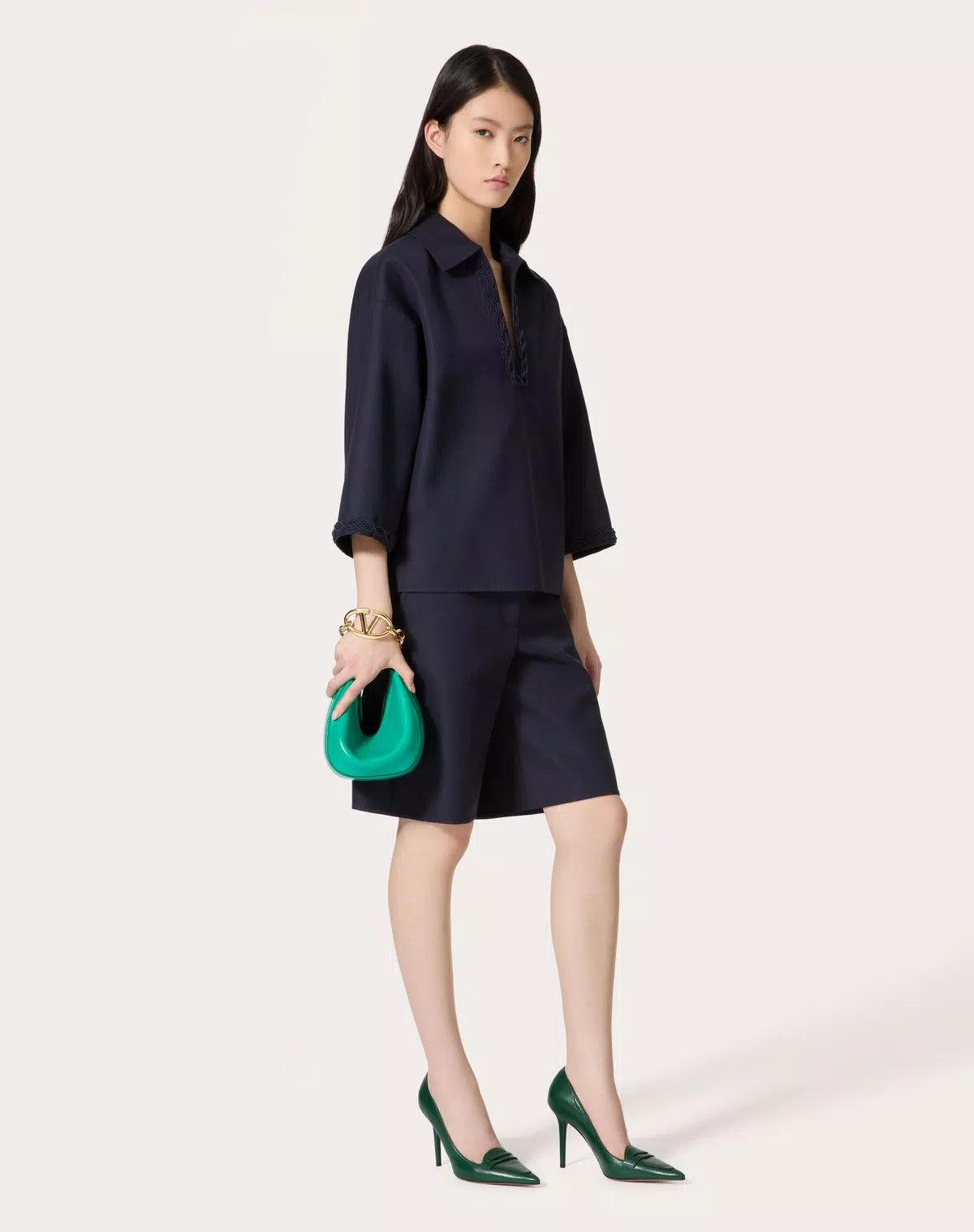 Valentino o1s1wg110426 Light Double Splittable Gabardine Top Size XS / US 0-2 / IT 36-38 - 2 Thumbnail