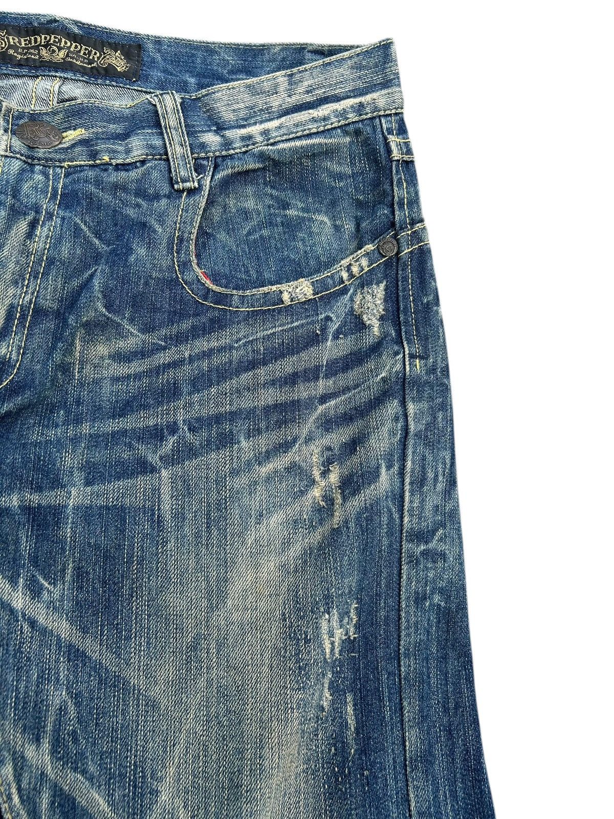 Kapital RED PEPPER GOLD LABEL PUNK DISTRESSED DENIM JEANS Size US 35 - 7 Thumbnail