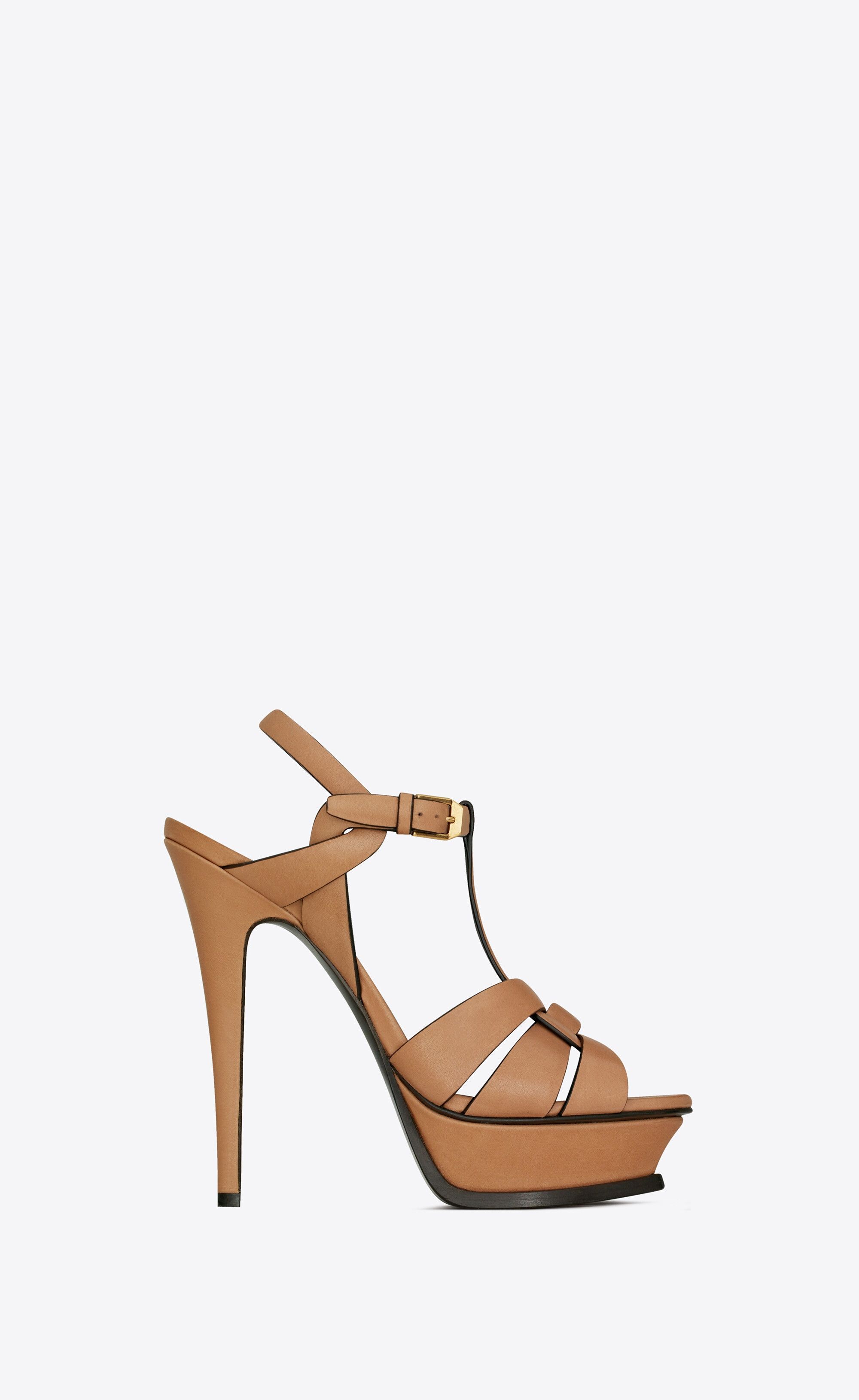Saint Laurent Paris o1tp1o1224 Tribute Platform Sandals in Brown Size US 12 / IT 42 - 1 Thumbnail