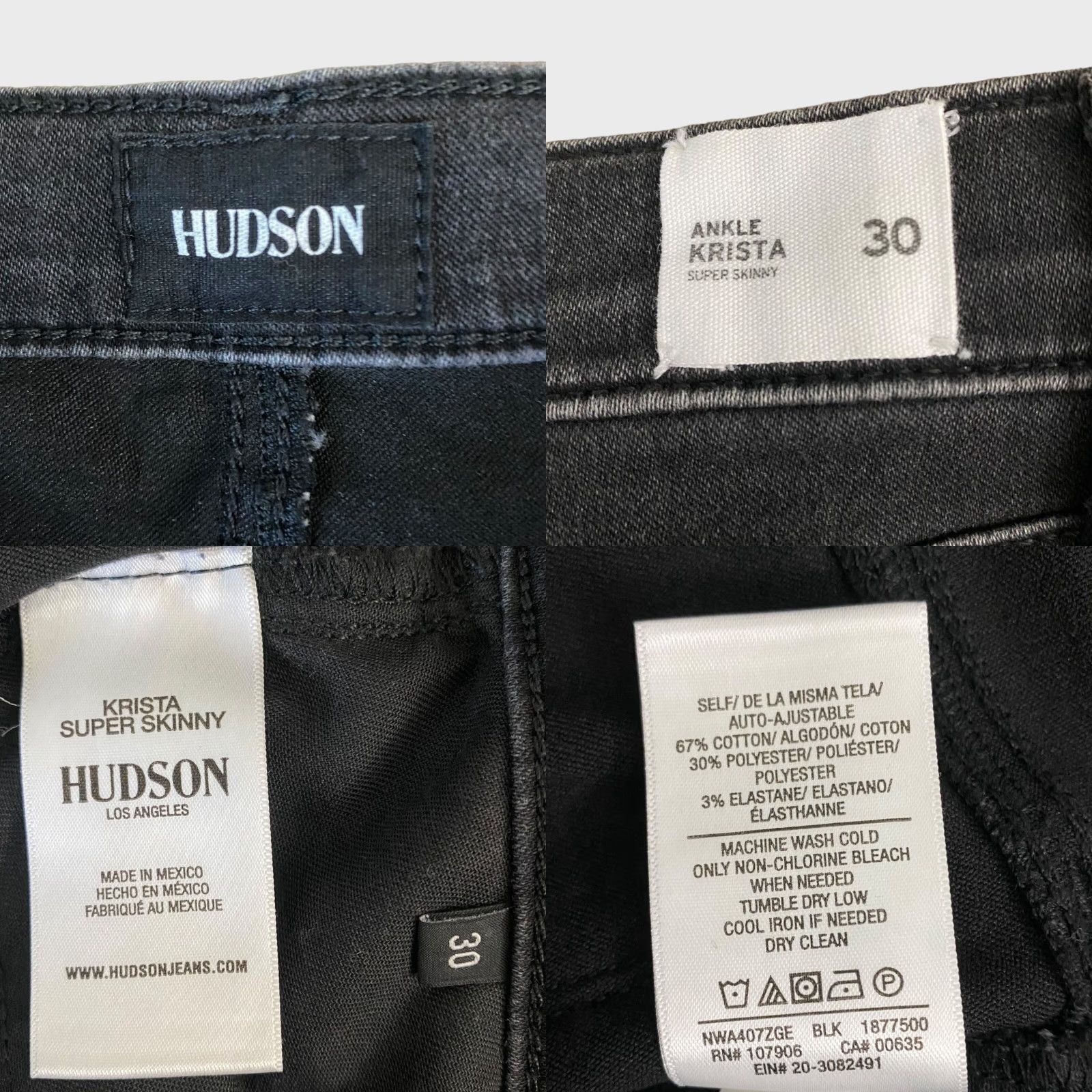 Hudson Hudson Krista Jeans Women's 30 Black Wash Mid-Rise Skinny Ankle New Size 30" / US 8 / IT 44 - 8 Thumbnail
