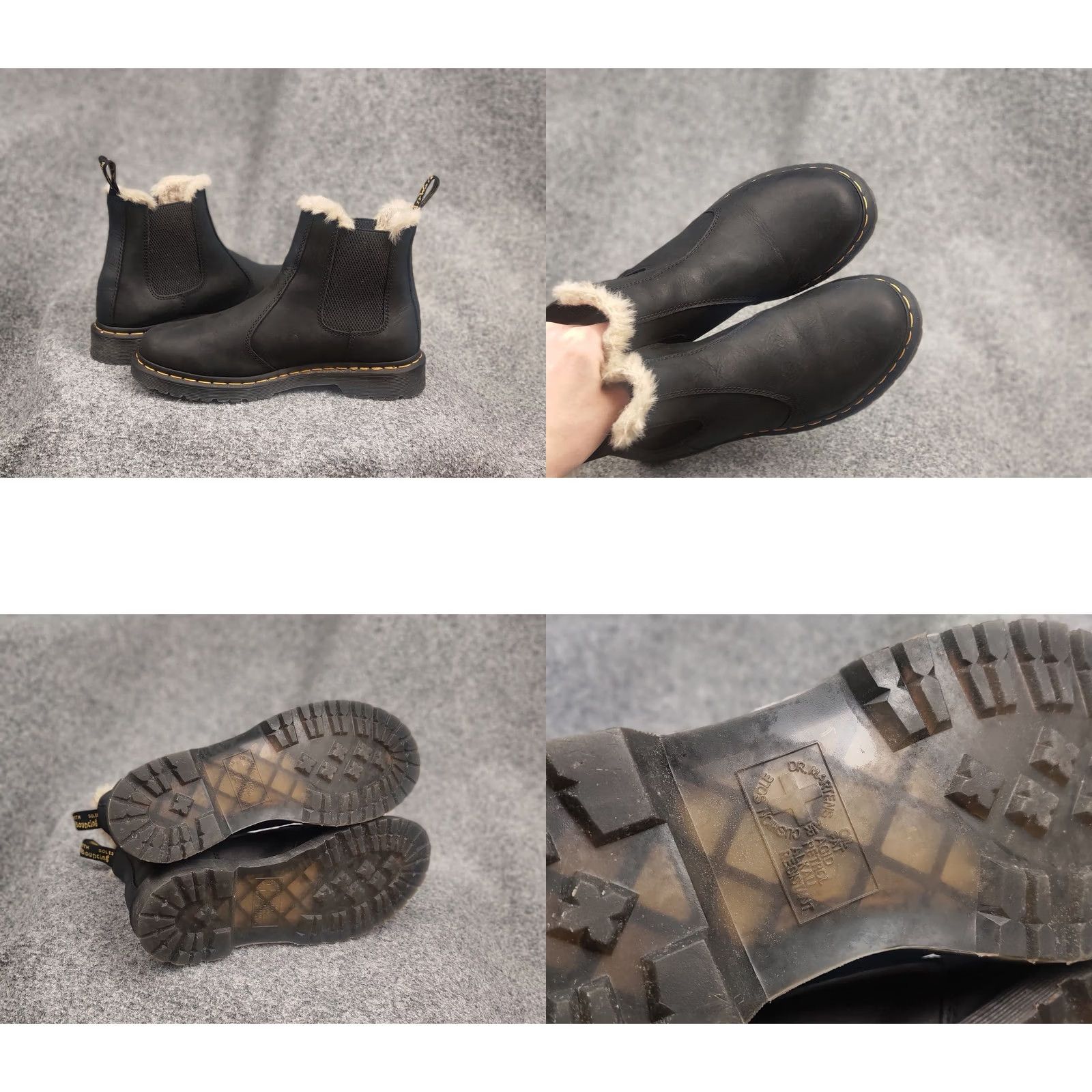 Dr. Martens Dr. Martens 2976 Leonore Black Leather Fur Lined Chelsea Boots Women's 41 2976 Leather Boots Chelsea Lined Fur Winter Casual 90s Retro Mens Womens Size US 11 / IT 41 - 9 Thumbnail