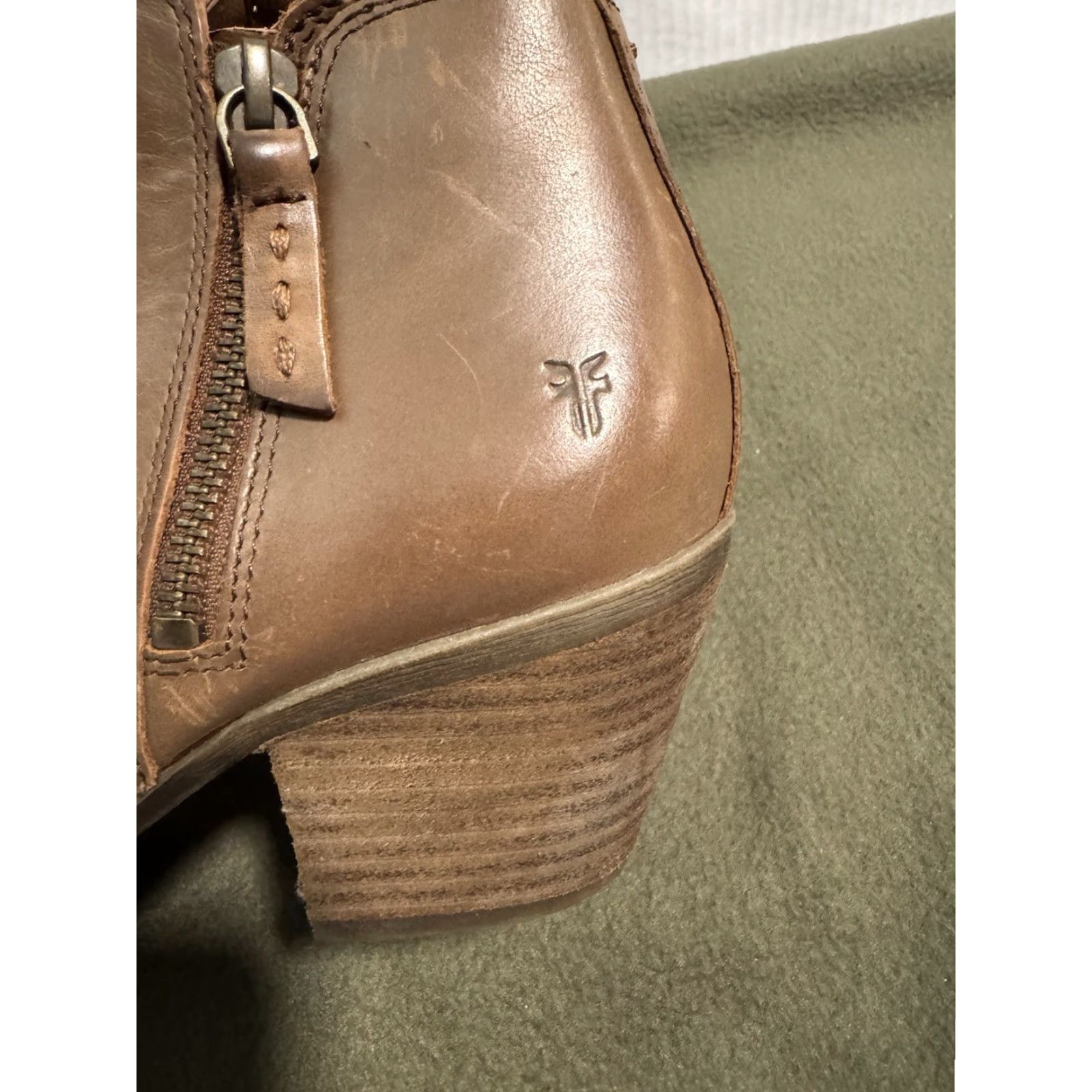 Frye Frye Judith Zip Booties 7M Ankle Block Heel Boho Western Cognac Brown Leather Women Size US 7 / IT 37 - 7 Thumbnail