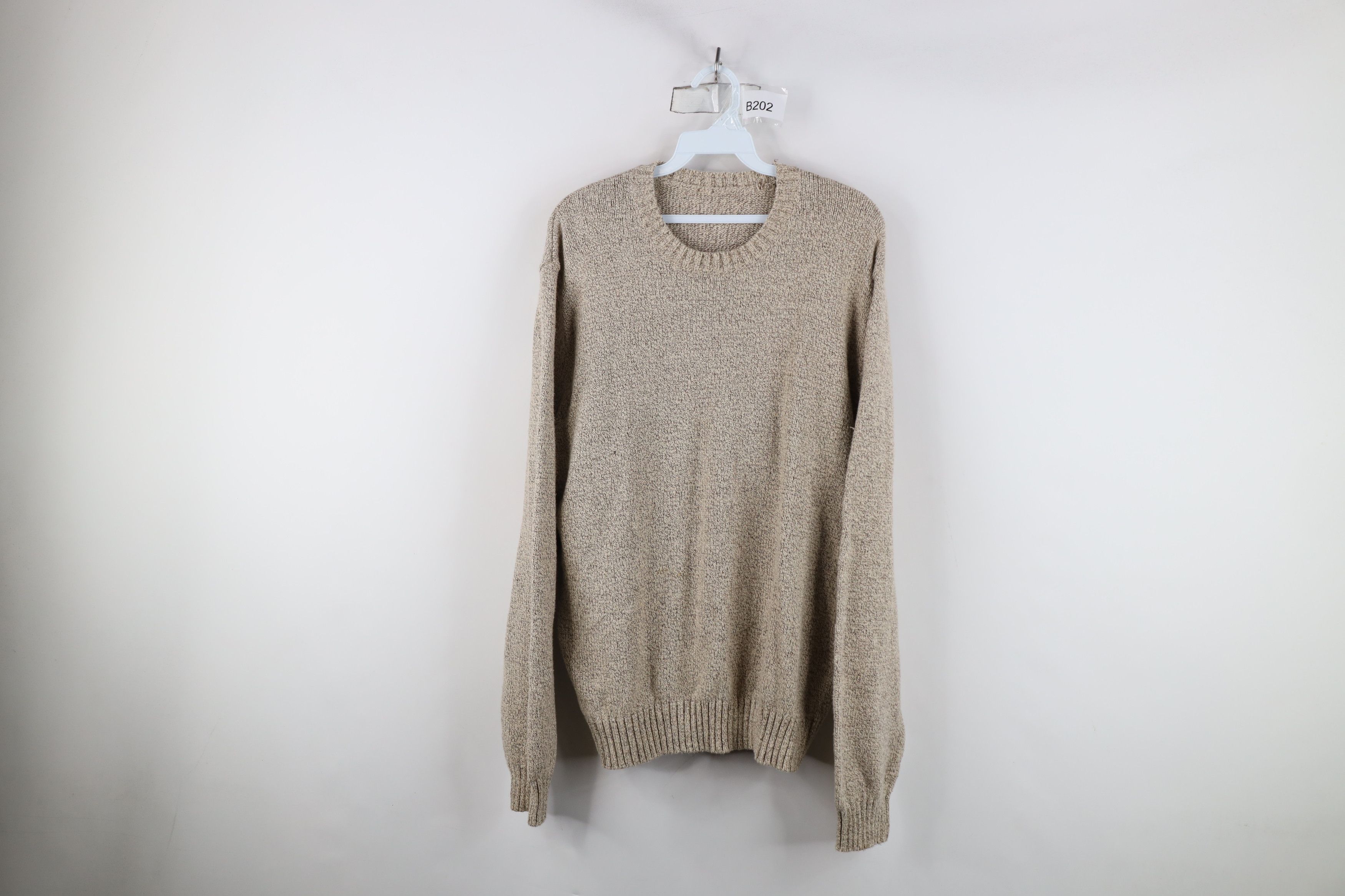 Vintage Vintage 90s Streetwear Distressed Knit Sweater Oatmeal Brown Size US L / EU 52-54 / 3 - 1 Thumbnail