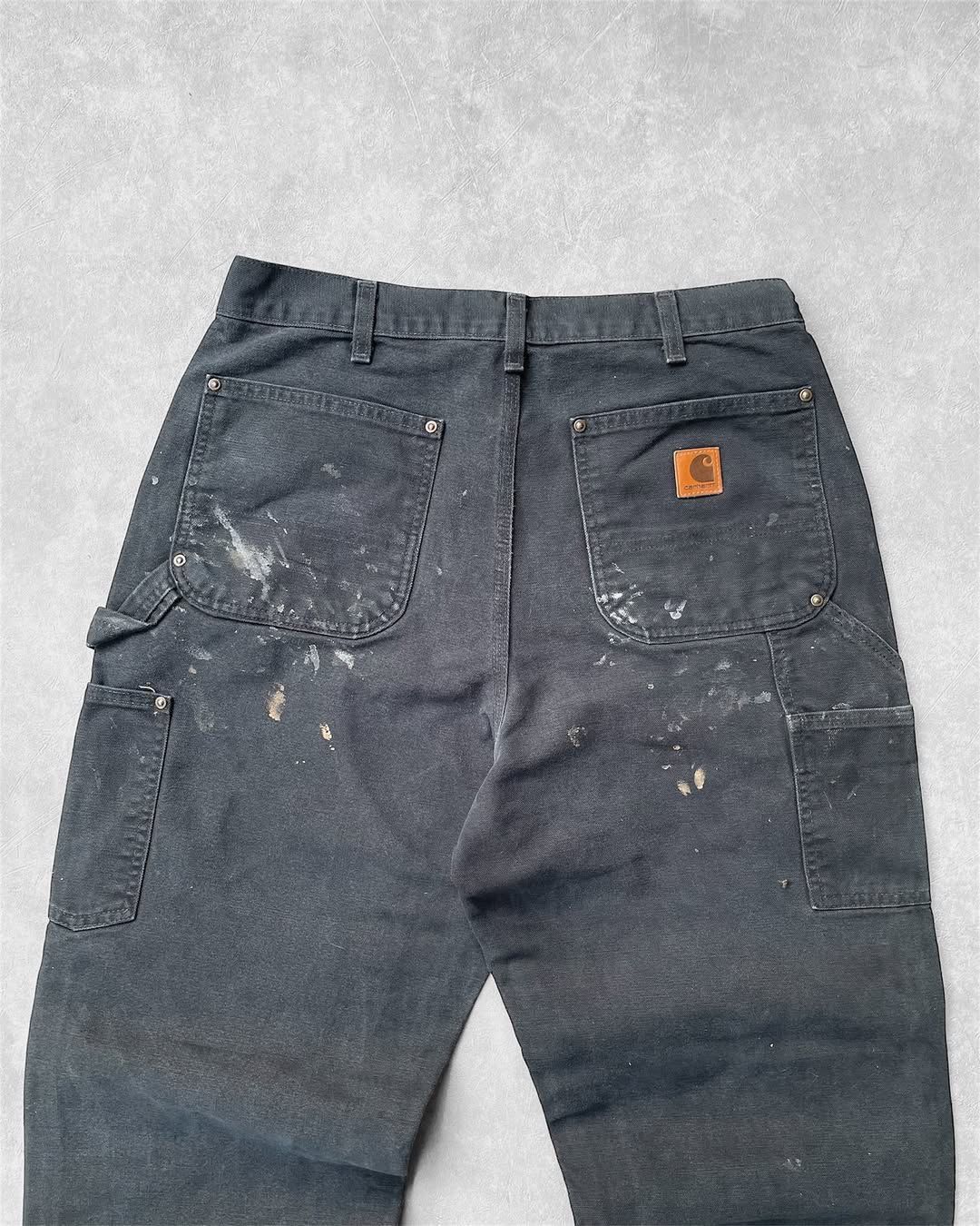 Carhartt Faded Distressed Black Carhartt Double Knee Pant B136-BLK Size US 33 - 7 Thumbnail