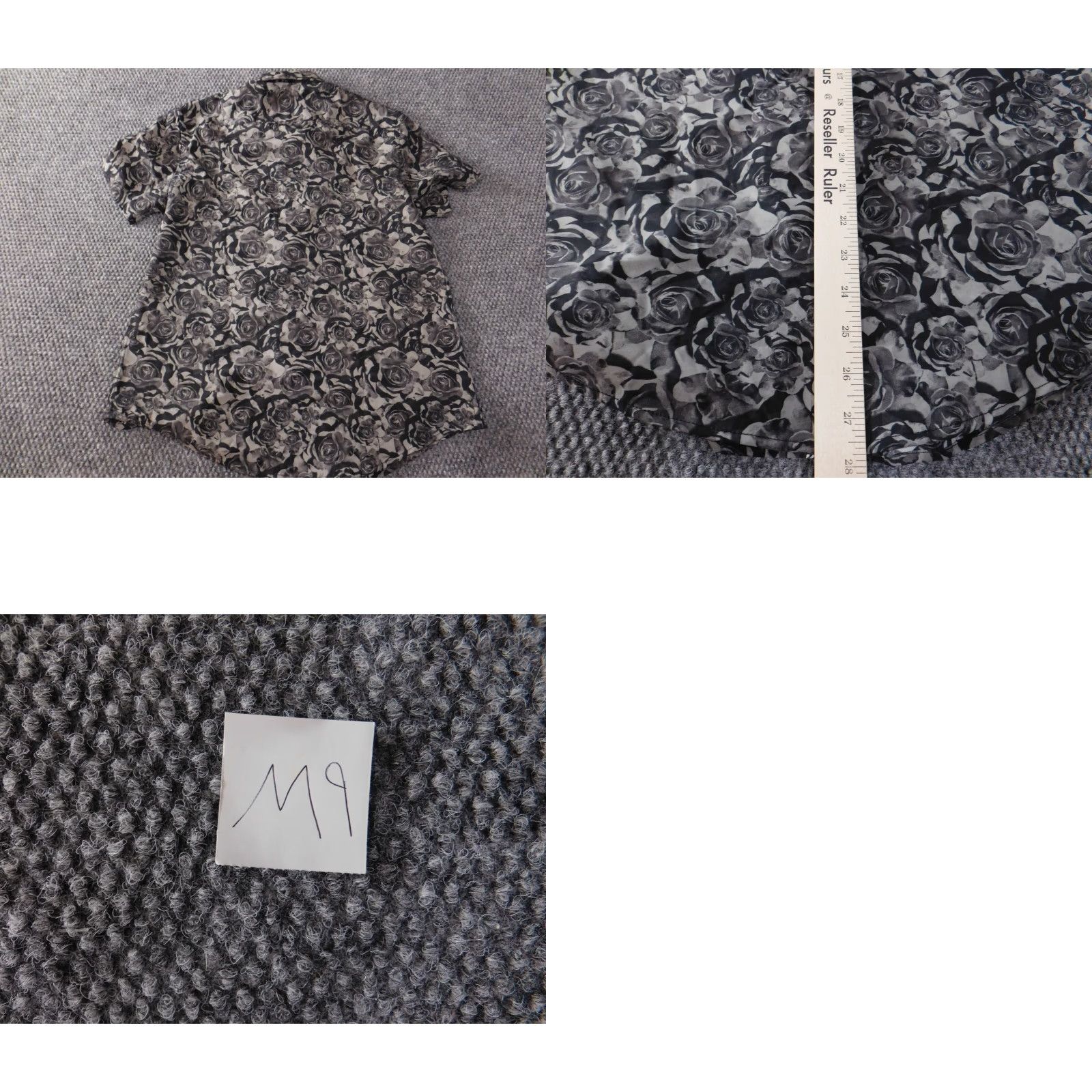 Vintage Interaffair Mens Shirt Small gray floral slim fit button up Size US S / EU 44-46 / 1 - 8 Thumbnail