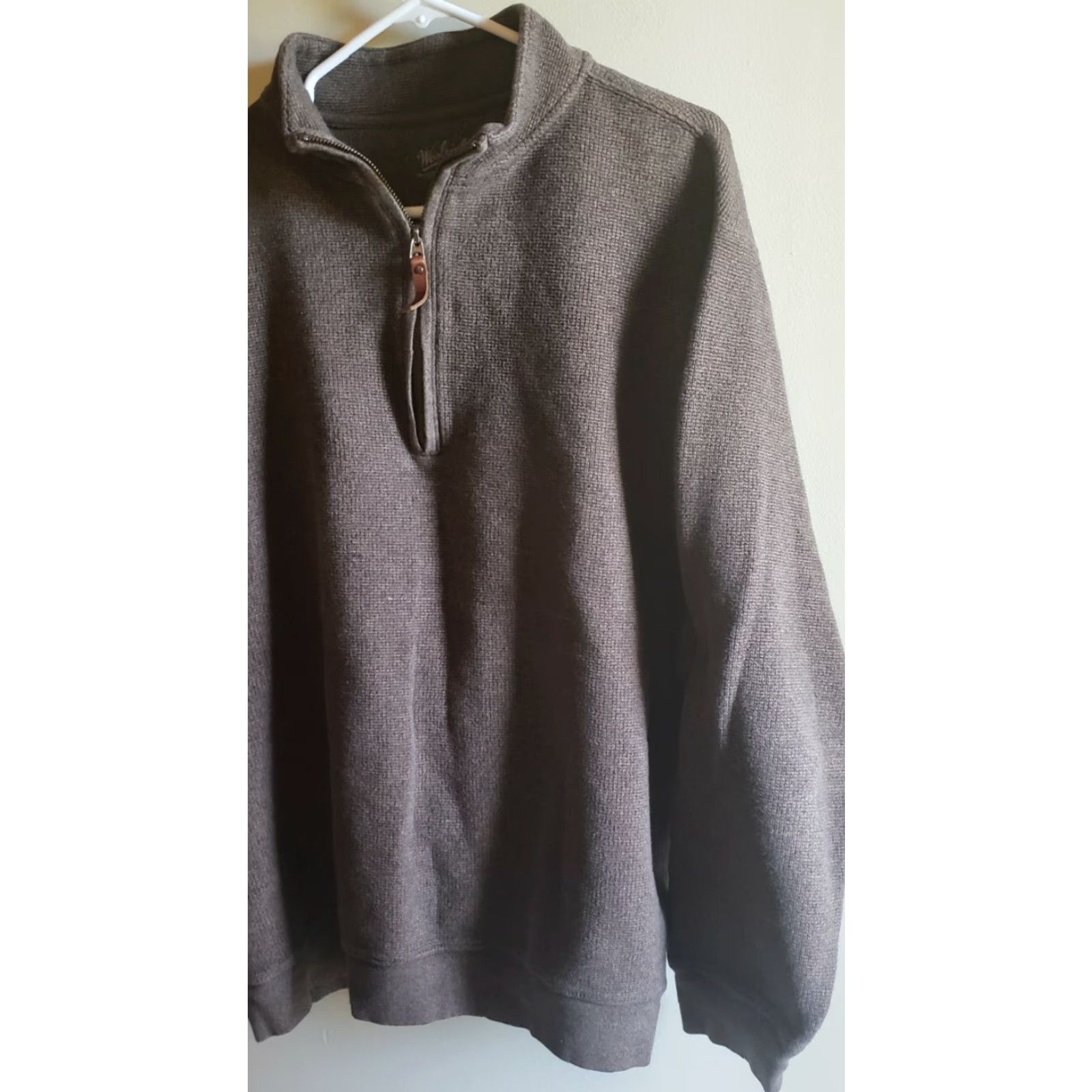 Vintage Woolrich Sweater 1/4 Zip Long Sleeve Cotton Leather Pull XL Boys? Size US XL / EU 56 / 4 - 3 Thumbnail