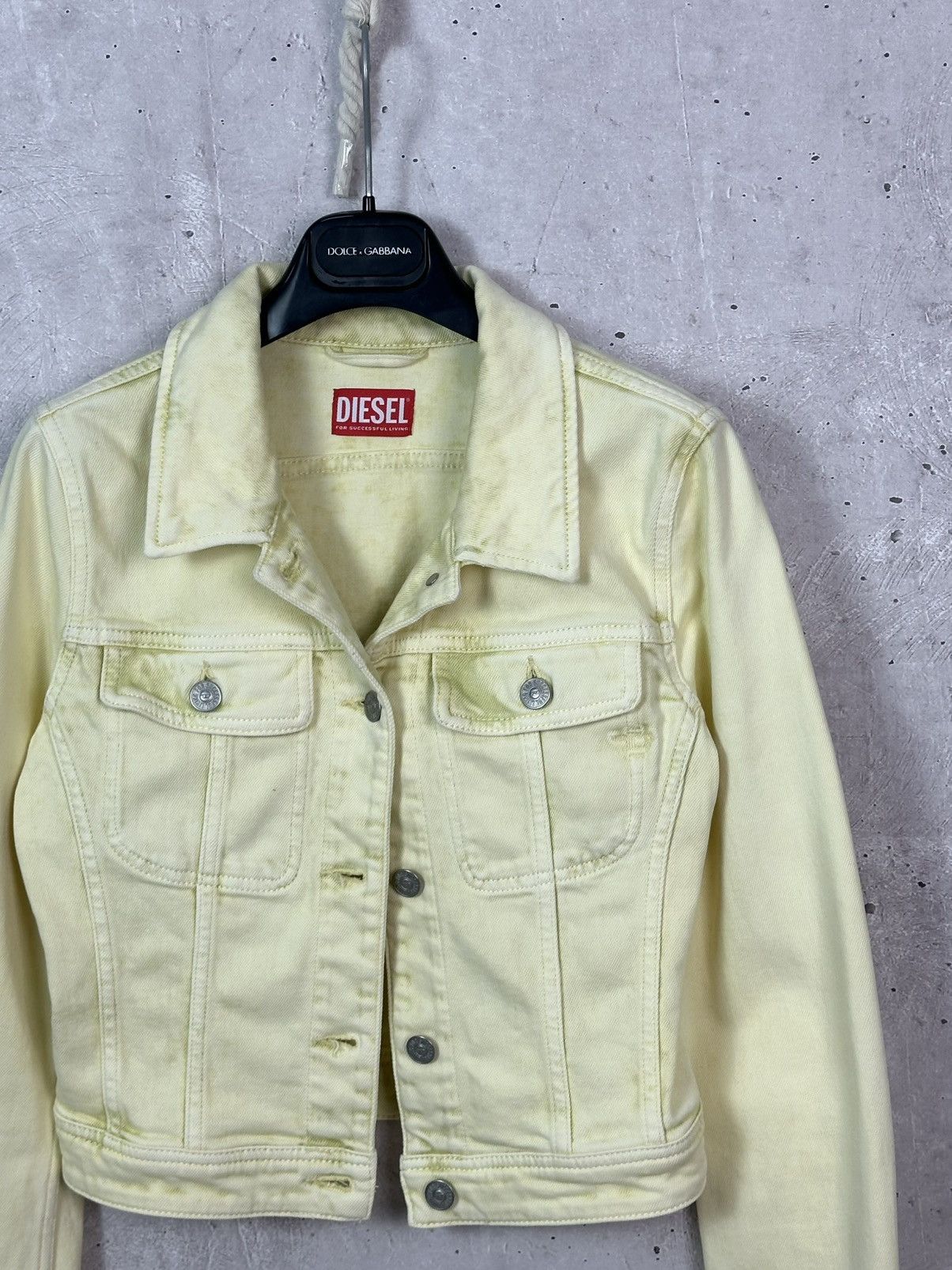 Diesel Diesel De-Slimmy Cropped Yellow Washed Denim Women’s Jacket Size S / US 4 / IT 40 - 4 Thumbnail