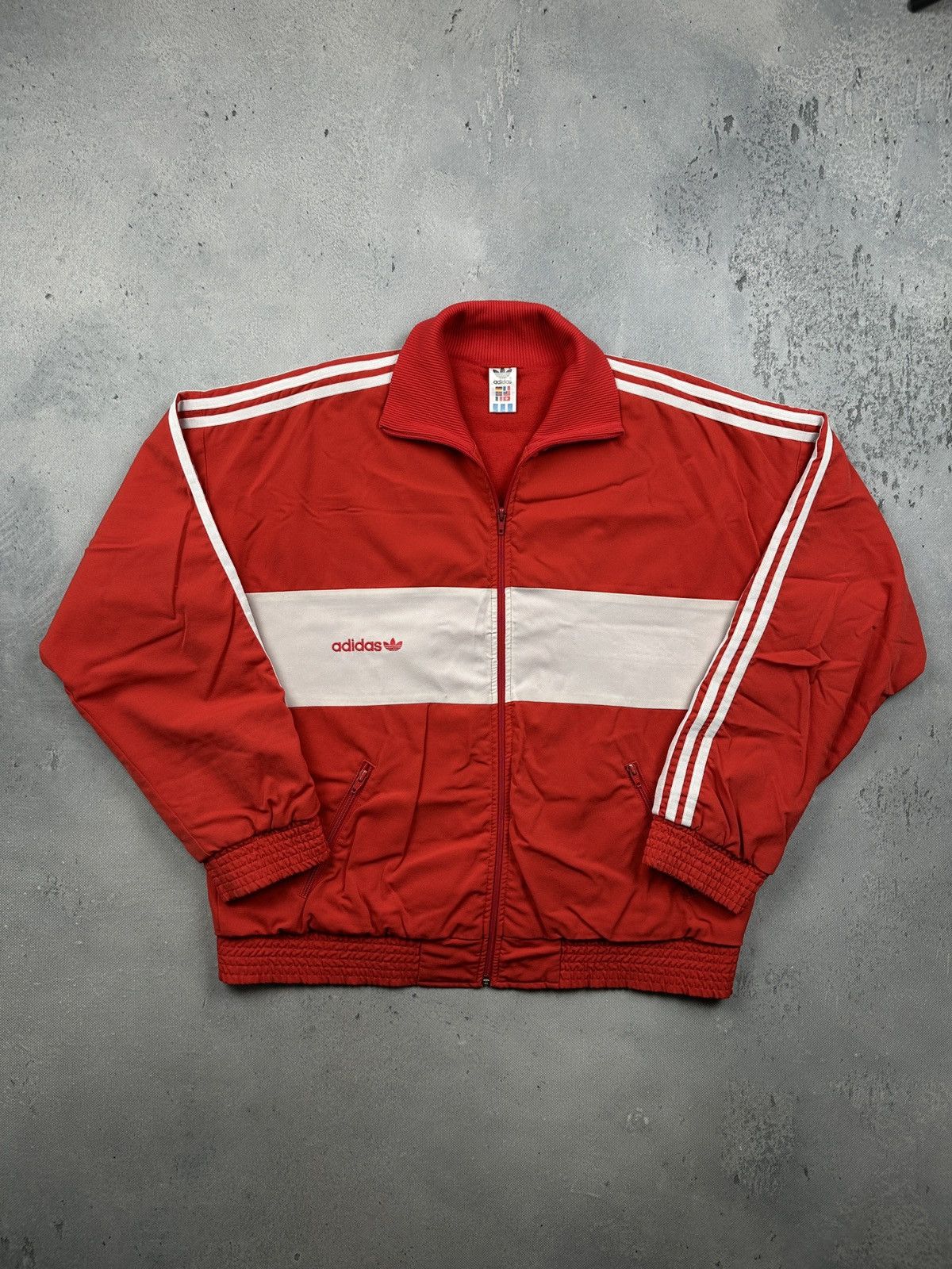 Adidas Vintage Adidas West Germany Rare Track Jacket Red White 80s Size US L / EU 52-54 / 3 - 8 Thumbnail