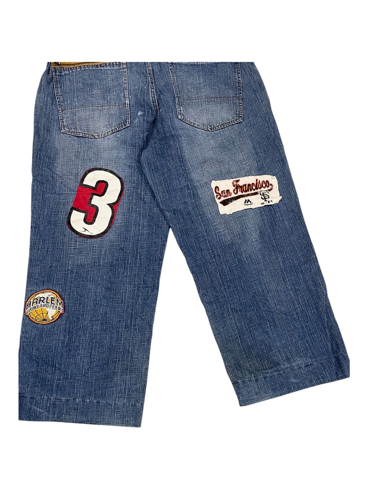 Fubu × Harlem Globetrotters × JNCO Y2K FUBU PLATINUM Harlem Globetrotters Patches Baggy Jeans Size US 34 / EU 50 - 8 Thumbnail