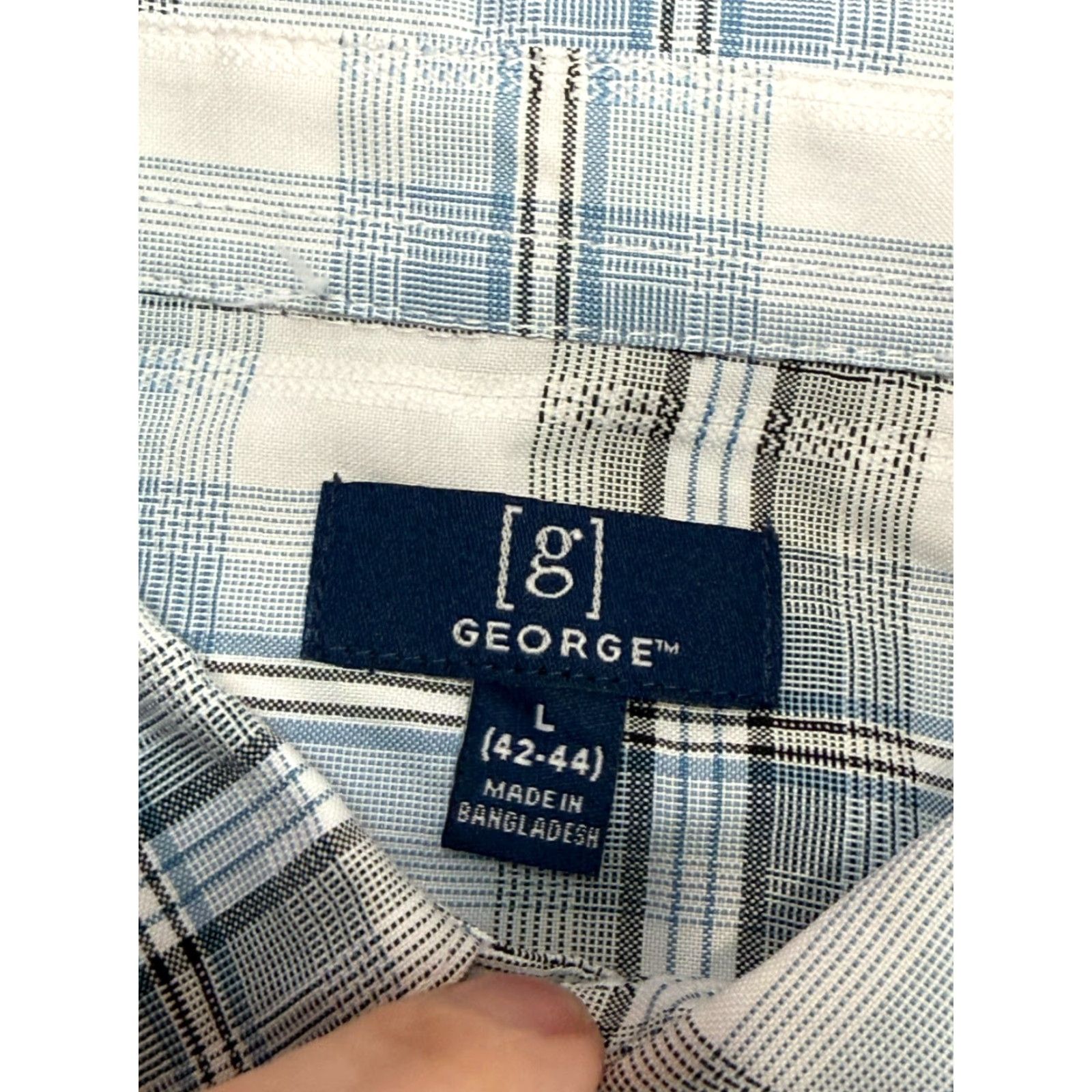 George George Shirt Mens Large Blue White Black Plaid Short Sleeve Button Up Shirt Size US L / EU 52-54 / 3 - 6 Thumbnail