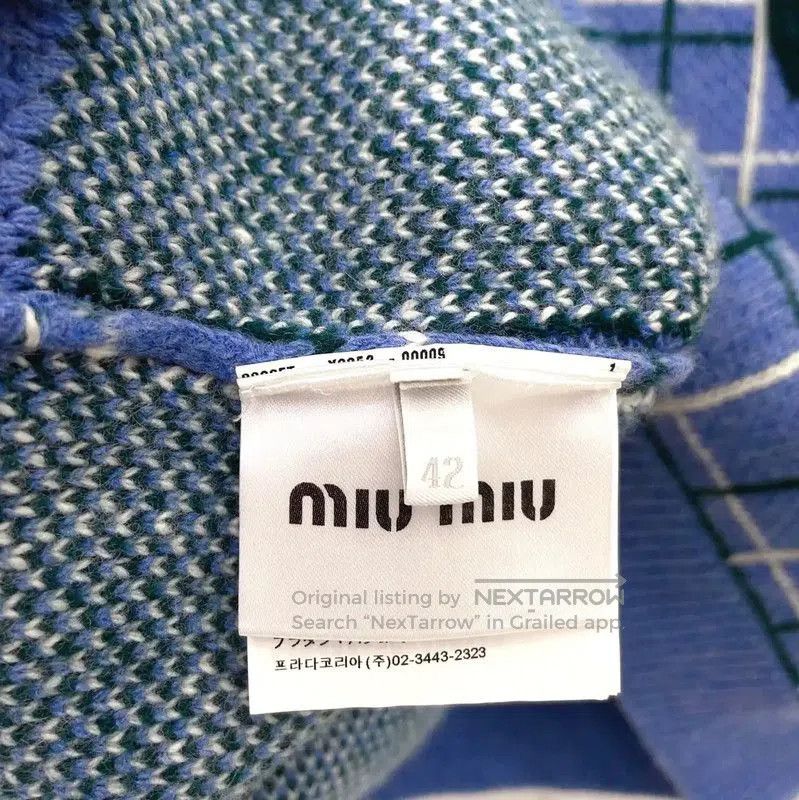 Miu Miu Miu Miu Blue Wool Check Short Sleeve T-Shirt . Size L / US 10 / IT 46 - 8 Thumbnail
