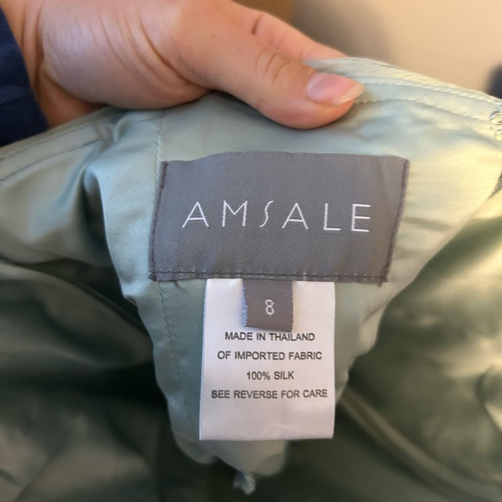 Other Amsale Sage Green Elegant One-Shoulder Formal Silk Dress Size M / US 6-8 / IT 42-44 - 3 Thumbnail