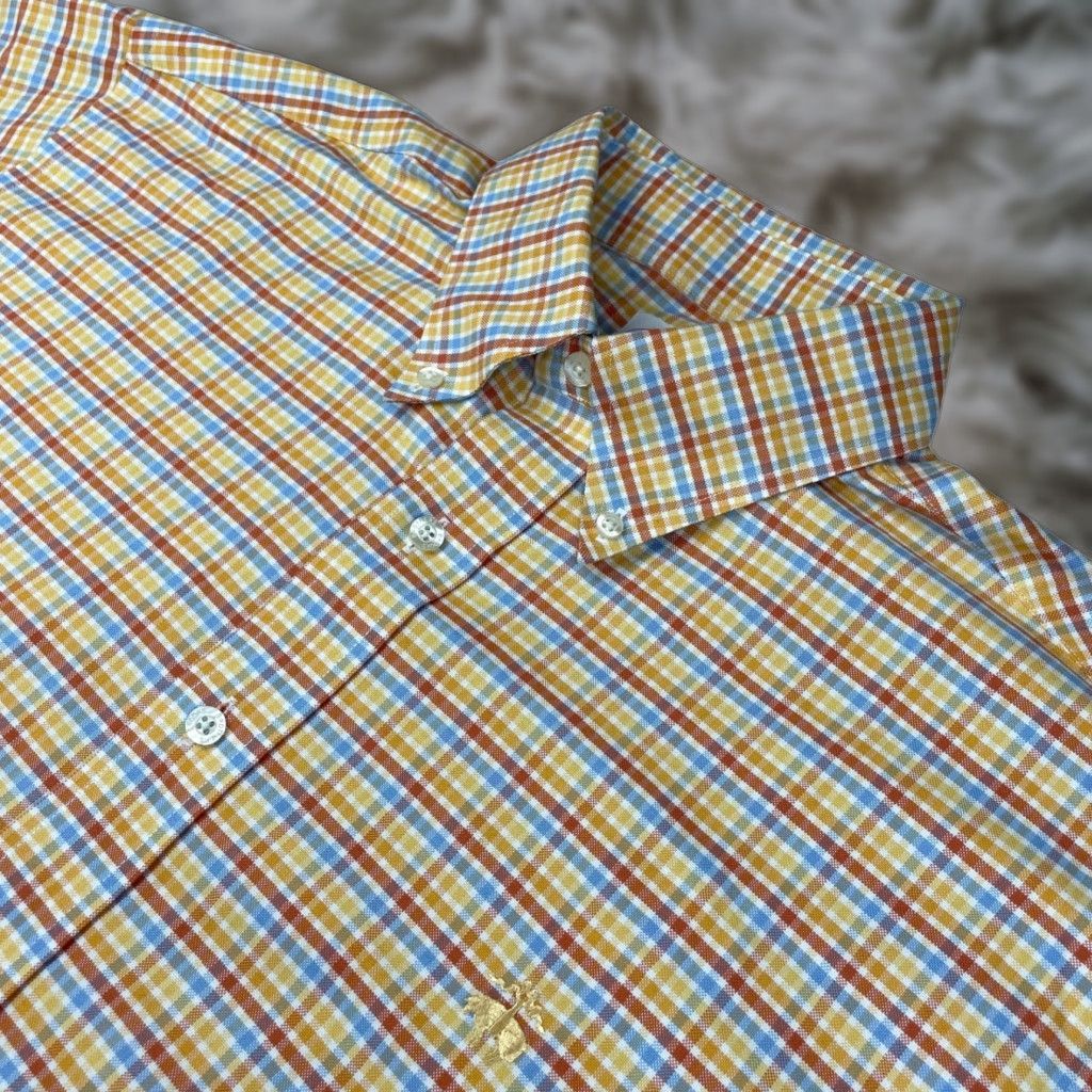 Brooks Brothers Brooks Brothers Shirt Button-Up Long Sleeve Non-Iron Yellow Plaid Button-Front Large Mens Size US L / EU 52-54 / 3 - 1 Thumbnail
