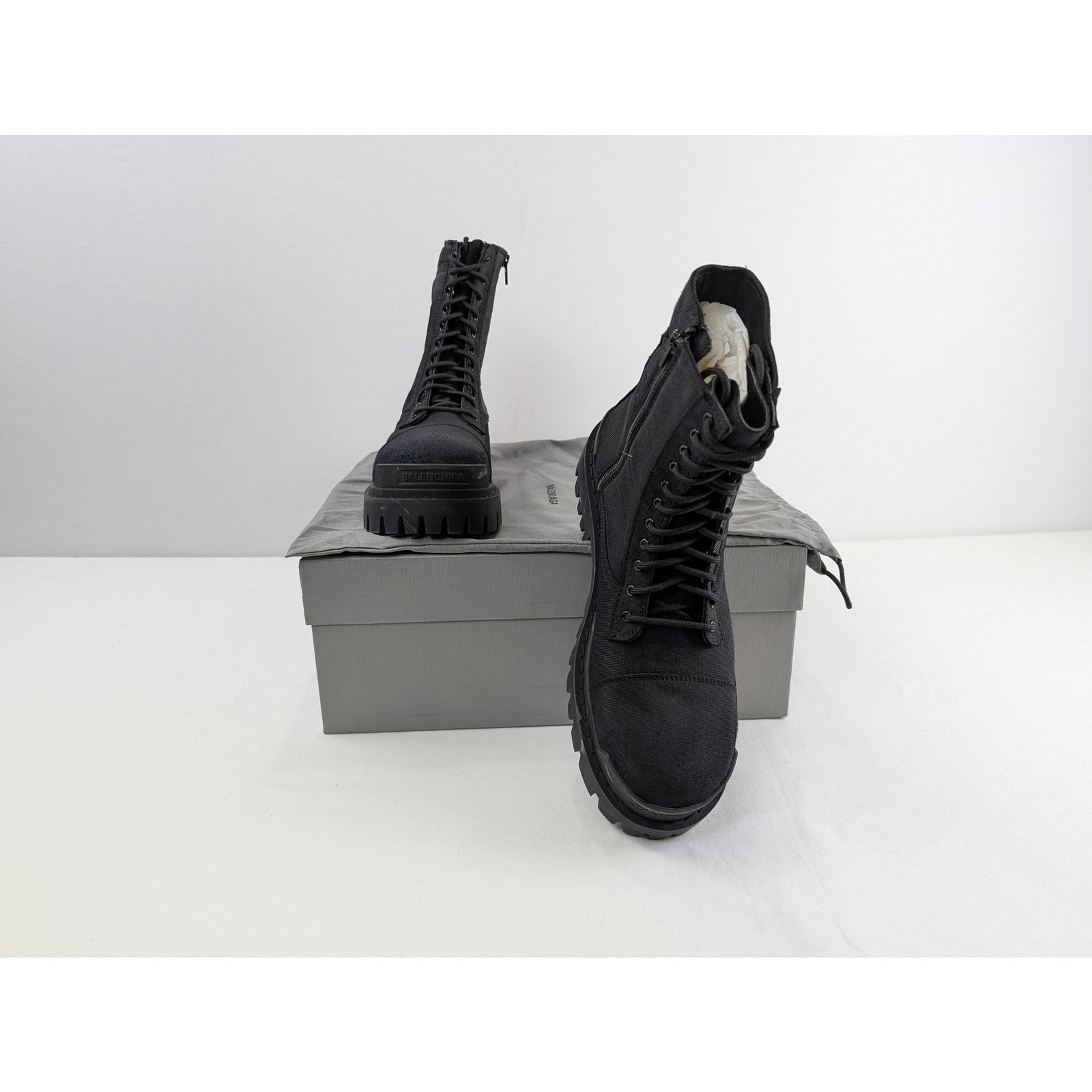 Balenciaga o1rshd1 Nylon Canvas/Used Effect New Combat Strike Boots Size US 12 / EU 45 - 18 Thumbnail