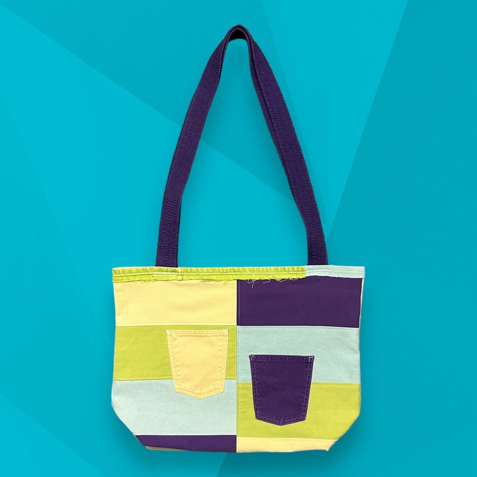 Handmade Patchwork Denim Bag Oversized Tote Vintage Jeans