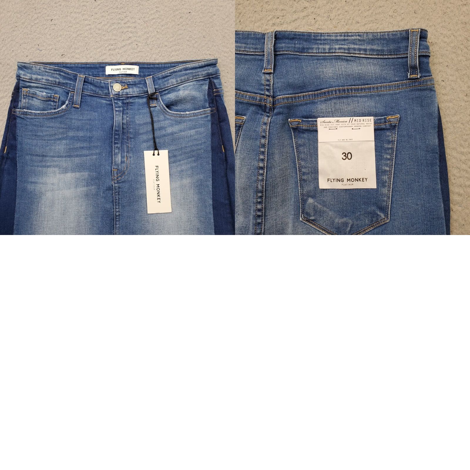 Vintage Flying Monkey Denim Skirt Womens 30 Two Tone Blue Stretch Mini Shorts? Size 30" / US 8 / IT 44 - 8 Thumbnail