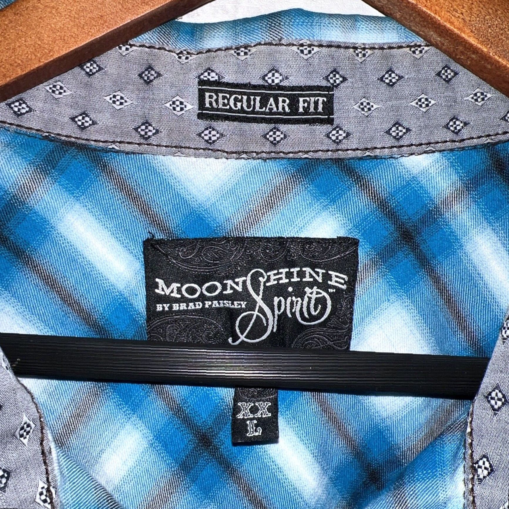 Vintage VINTAGE Brad Paisley Moonshine Spirit Shirt Mens 2XL Blue Plaid Snap Button Long Sleeve Size US XXL / EU 58 / 5 - 3 Thumbnail