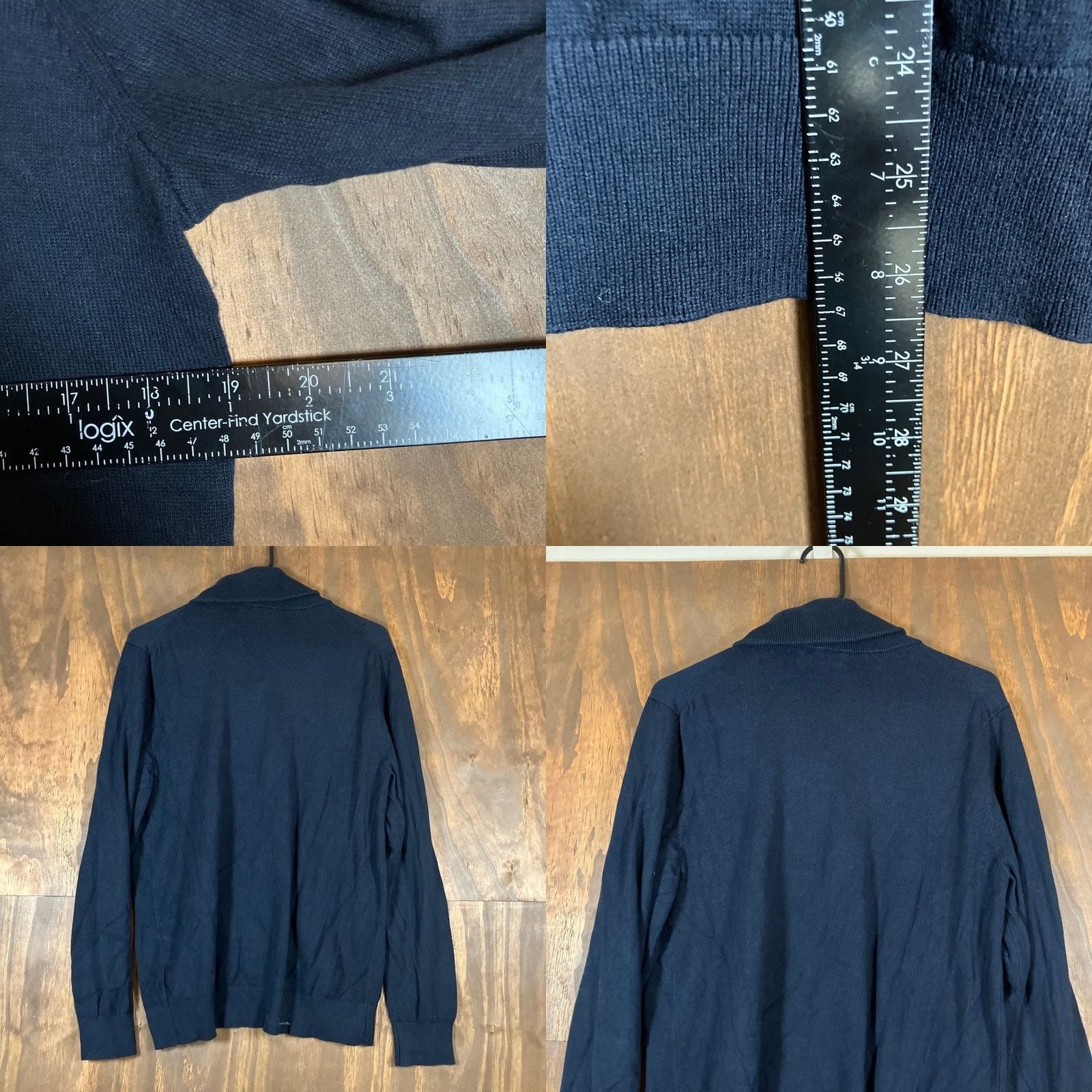 Banana Republic Banana Republic Sweater Navy Blue Knit Shawl Neck 100% Cotton Medium Mens Regular Knit Style Pullover Size US M / EU 48-50 / 2 - 8 Thumbnail