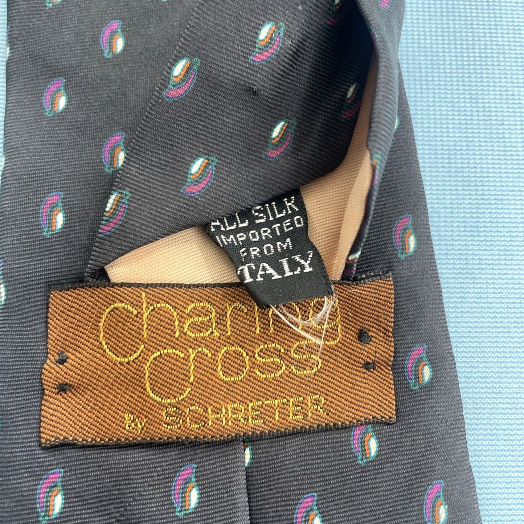 Vintage VINTAGE Necktie Charing Cross Schreter Italy Silk vtg 90s Geometry Black Deco Fan 3.5x56 Capsule Necktie Size ONE SIZE - 7 Thumbnail
