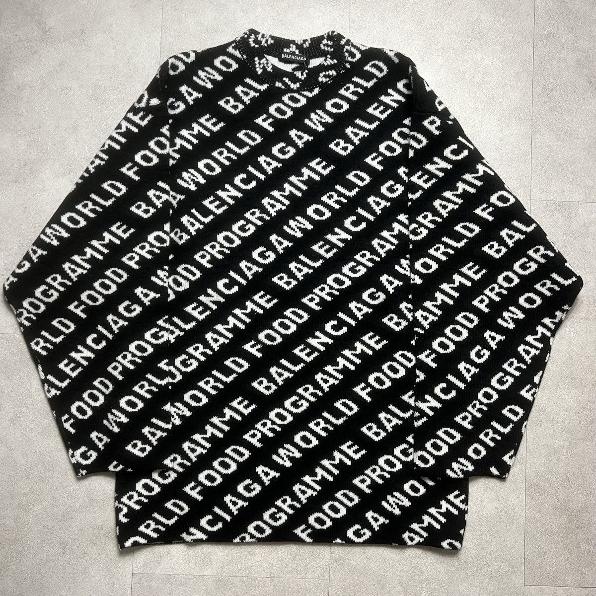 image of Balenciaga Wfp Monogram Knit Sweater in Black, Men's (Size Large)