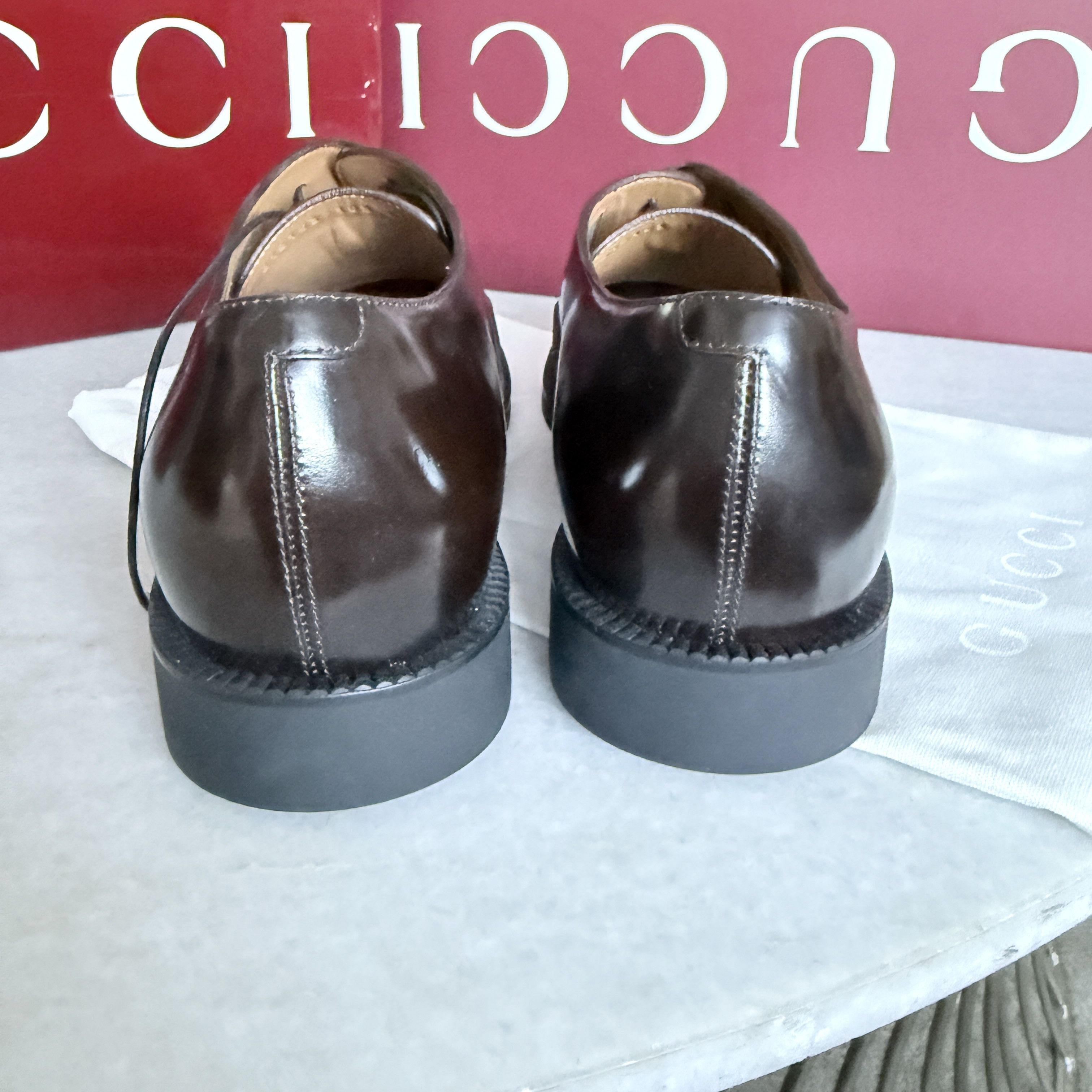 Gucci Gucci 812153 Mens Tempe Cap-Toe Brown Leather Oxford Shoes Size US 8.5 / EU 41-42 - 13 Thumbnail
