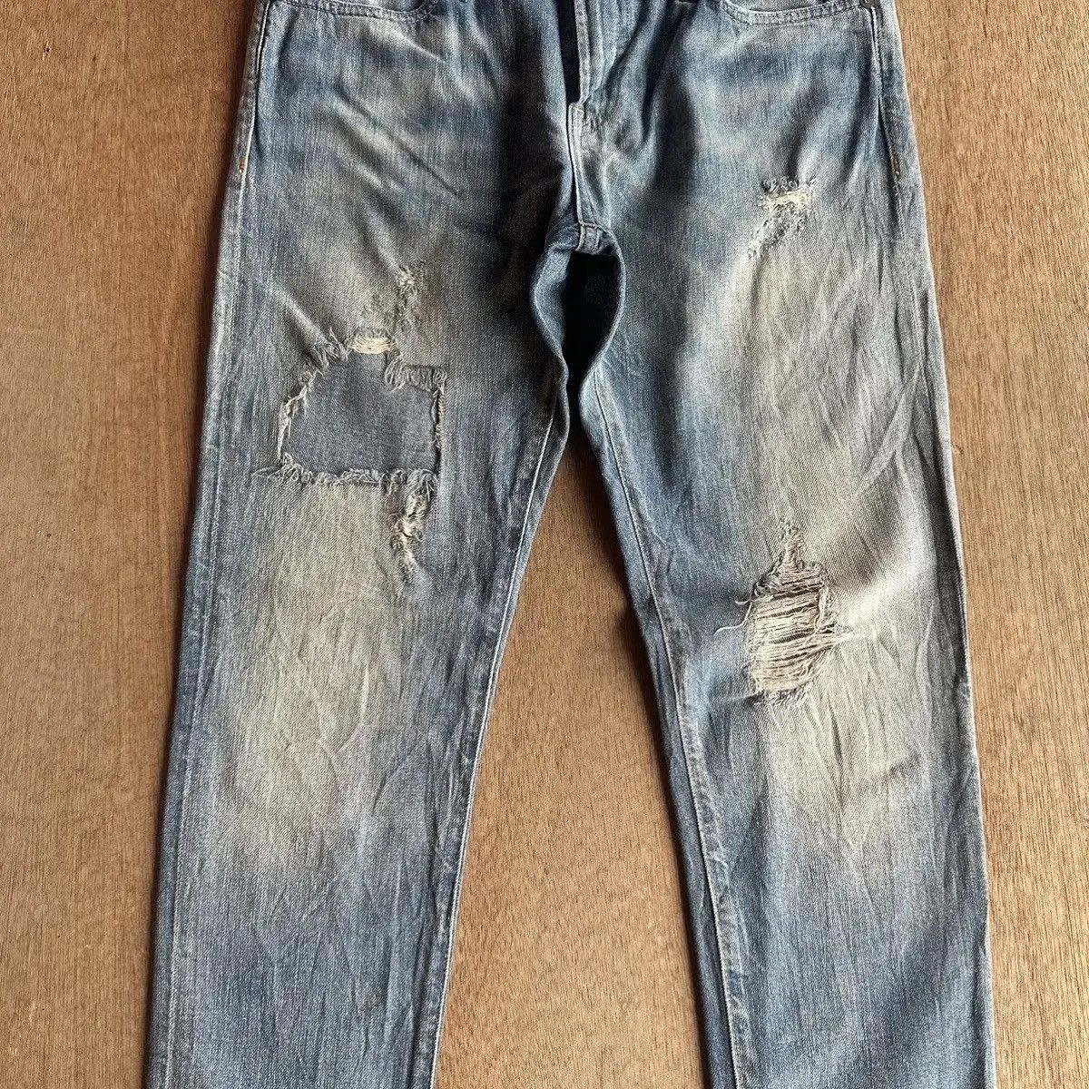 RRL Ralph Lauren THRASHED!! POLO RALPH LAUREN JEANS DISTRESSED DENIM PANTS Size US 30 / EU 46 - 4 Thumbnail