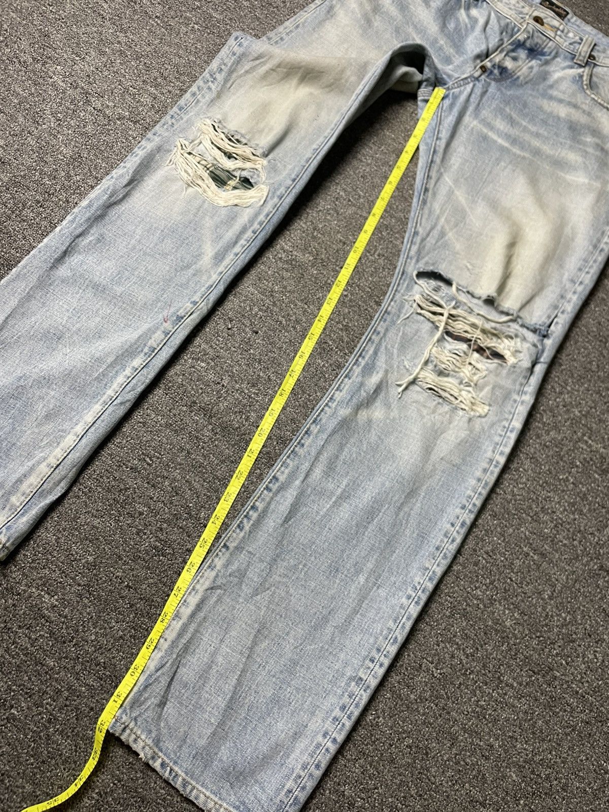 Japanese Brand × Vintage Vintage BANKROBBER Straight Cut Ripped Jeans (91) Size US 33 - 12 Thumbnail