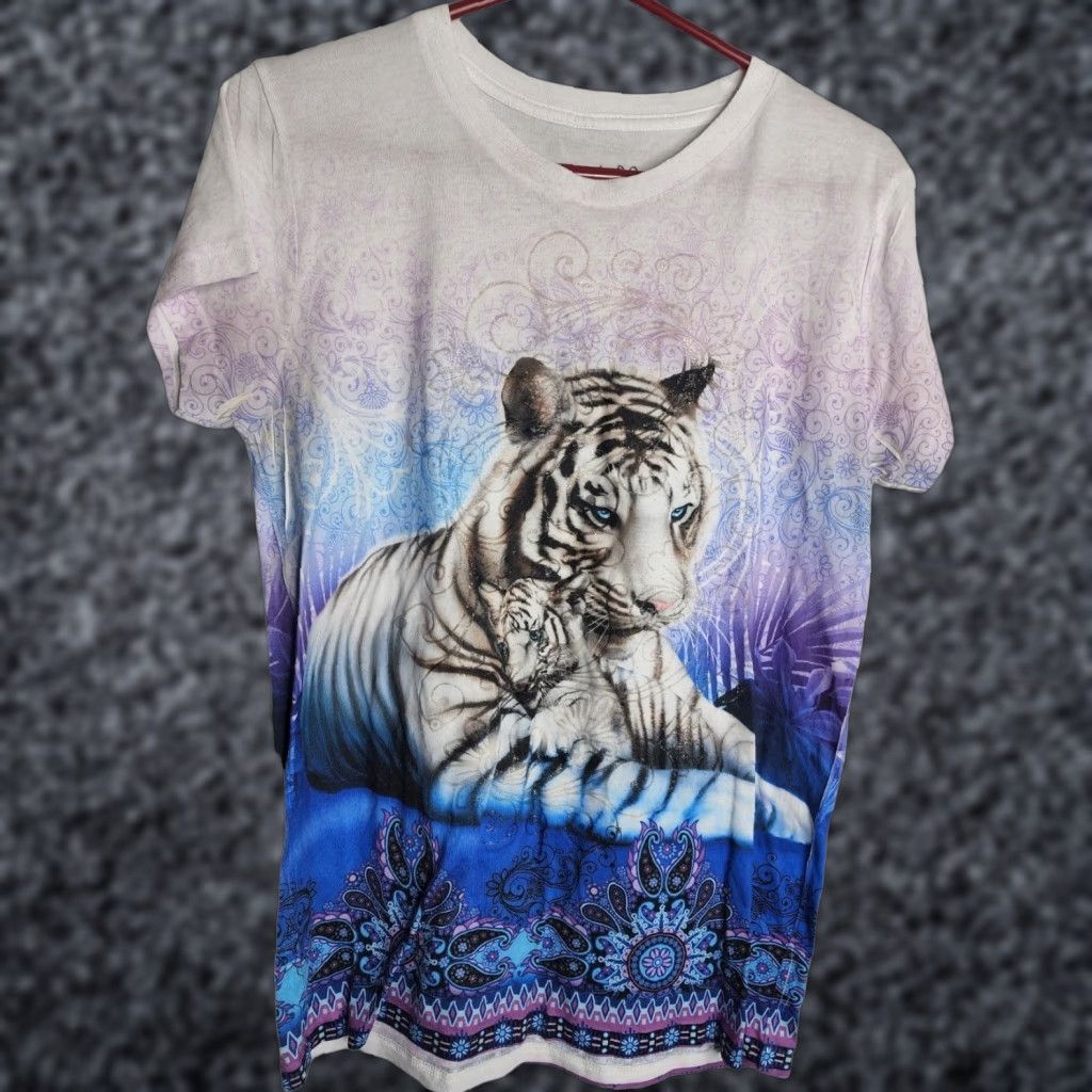 Gloverall Womens XL Busch Gardens All Over Print AOP White Tiger T-Shirt Size XL / US 12-14 / IT 48-50 - 1 Thumbnail