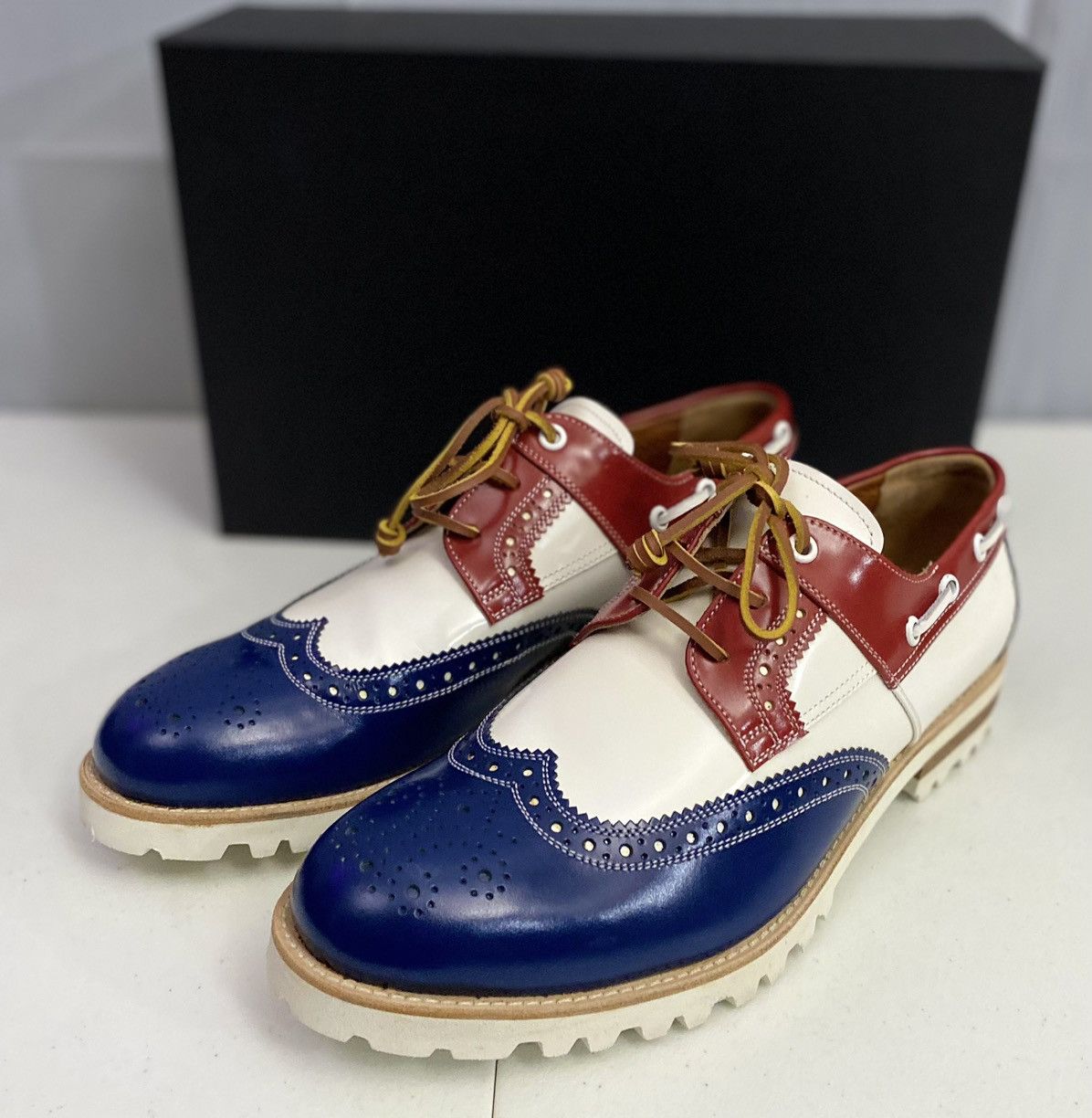 Dsquared2 Dsquared2 🇮🇹 R/W/B Leather Handmade Brogue Boat Shoes 9 NEW Size US 9 / EU 42 - 14 Thumbnail