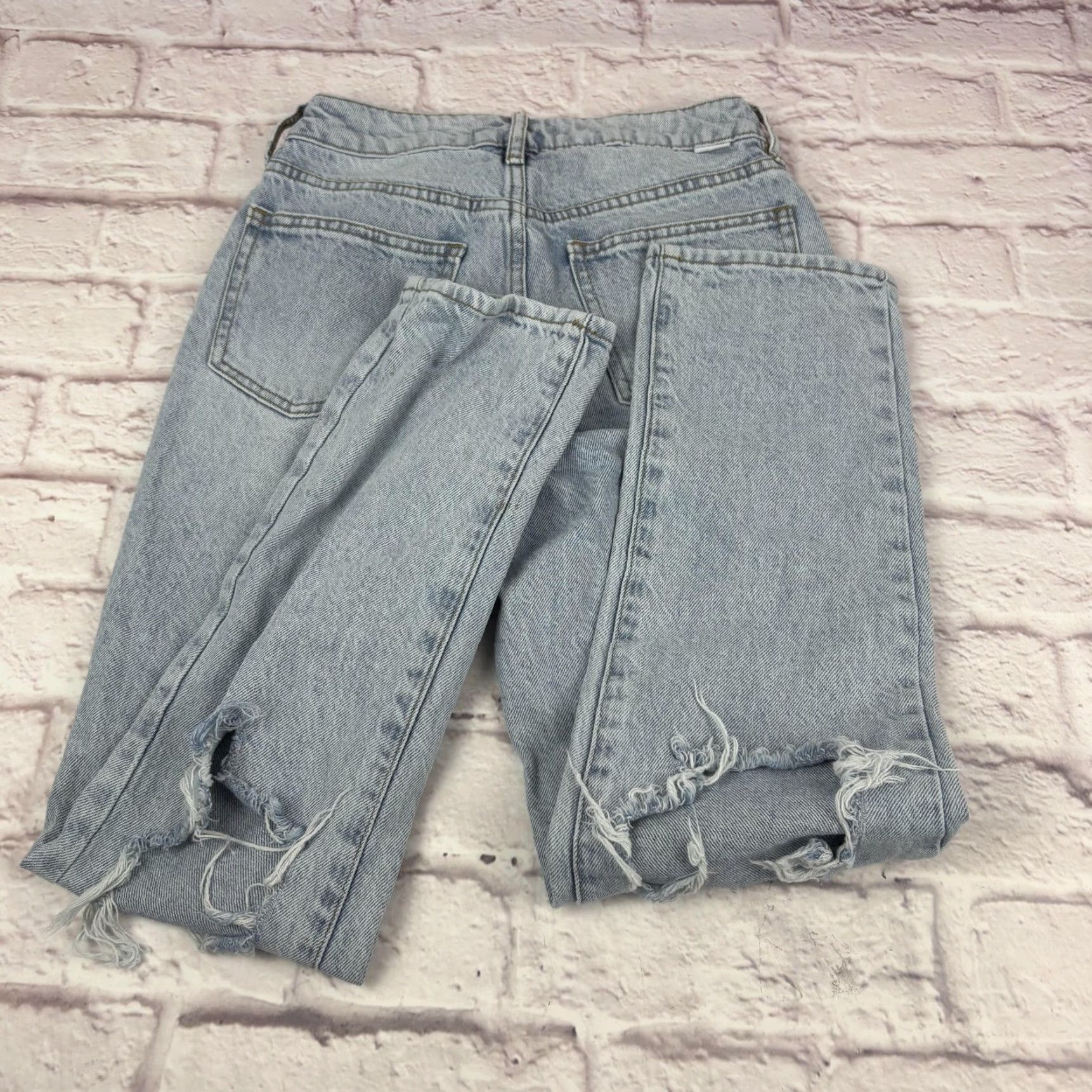 Pacsun PacSun Jeans Womens 25 Light Wash High Rise Distressed Straight Leg Denim Size 42" / US 20 - 6 Thumbnail