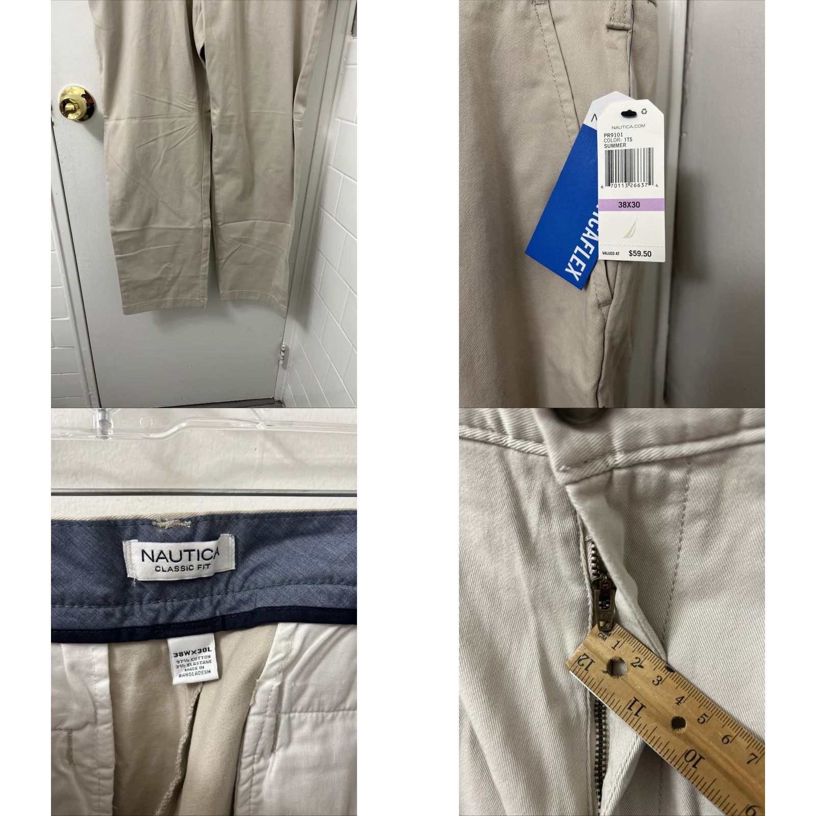 Nautica Nautica Clipper Pants Mens 38x30 Khaki Classic Fit Stretch Trousers bequem? Size US 38 / EU 54 - 8 Thumbnail