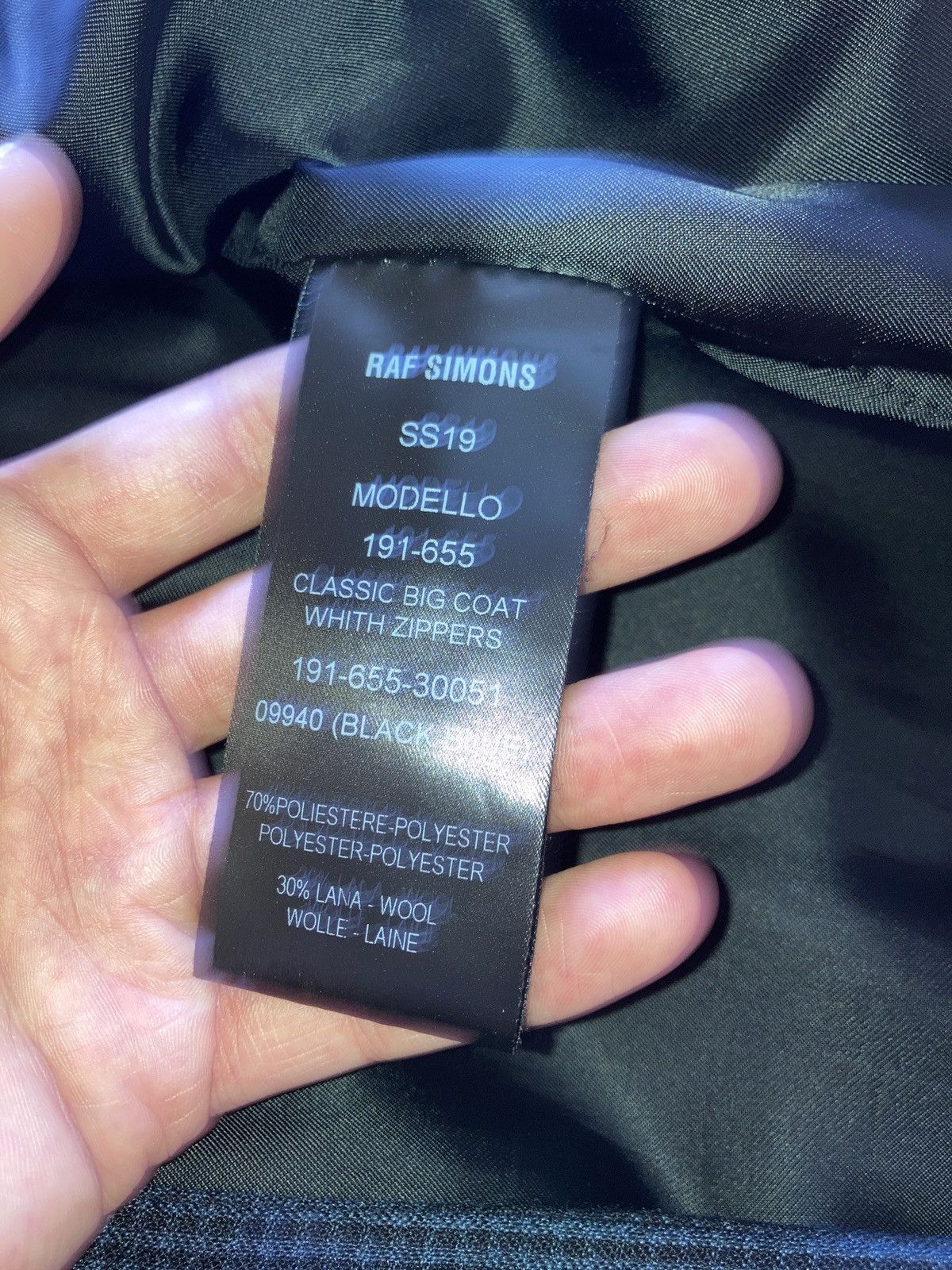Raf Simons SS19 RUNWAY SCARF OVERSIZED SINGLE BREASTED BLACK/BLUE Size US M / EU 48-50 / 2 - 13 Thumbnail