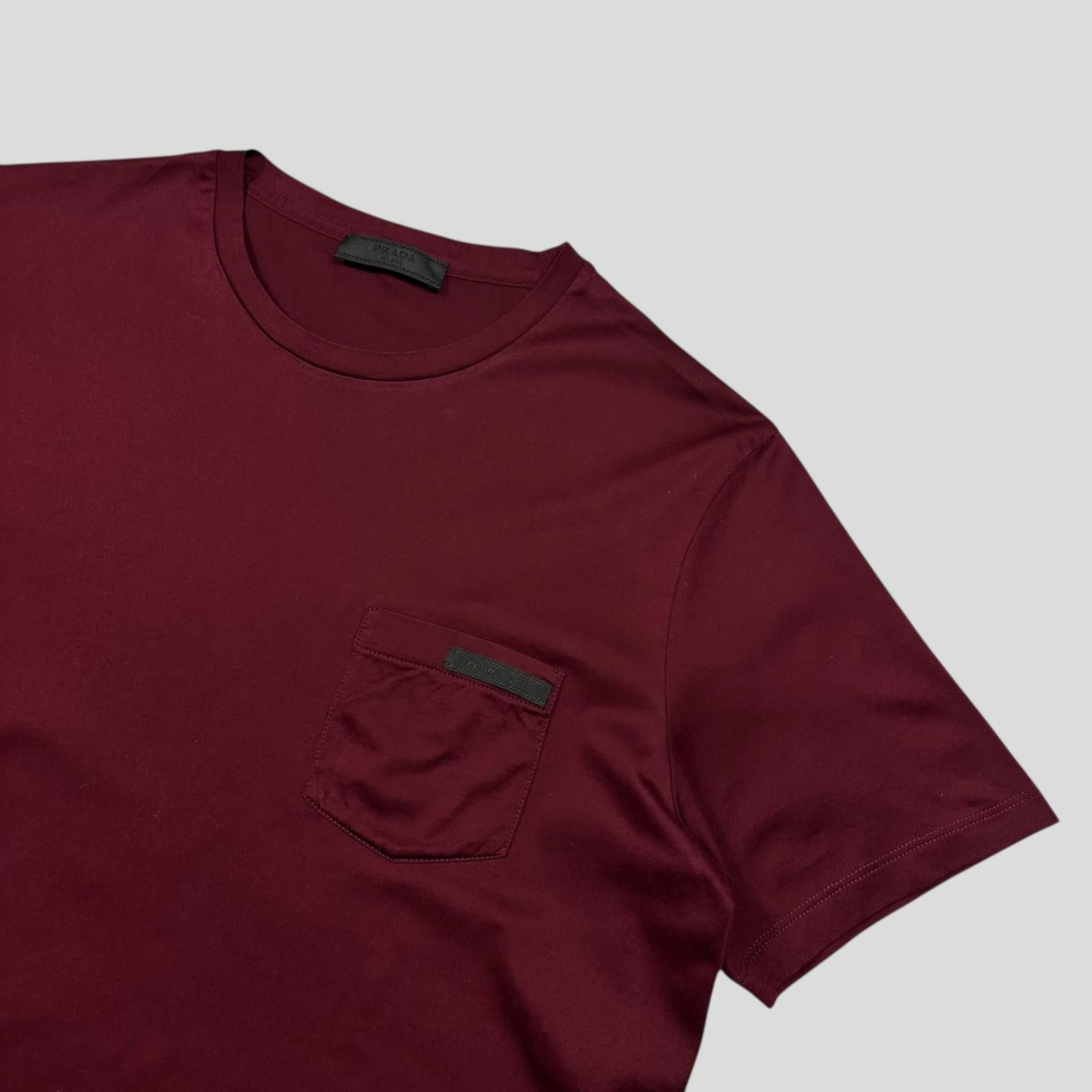 Prada Prada 2018 Burgundy Soft Cotton Pocket Logo T-shirt - M Size US M / EU 48-50 / 2 - 2 Thumbnail