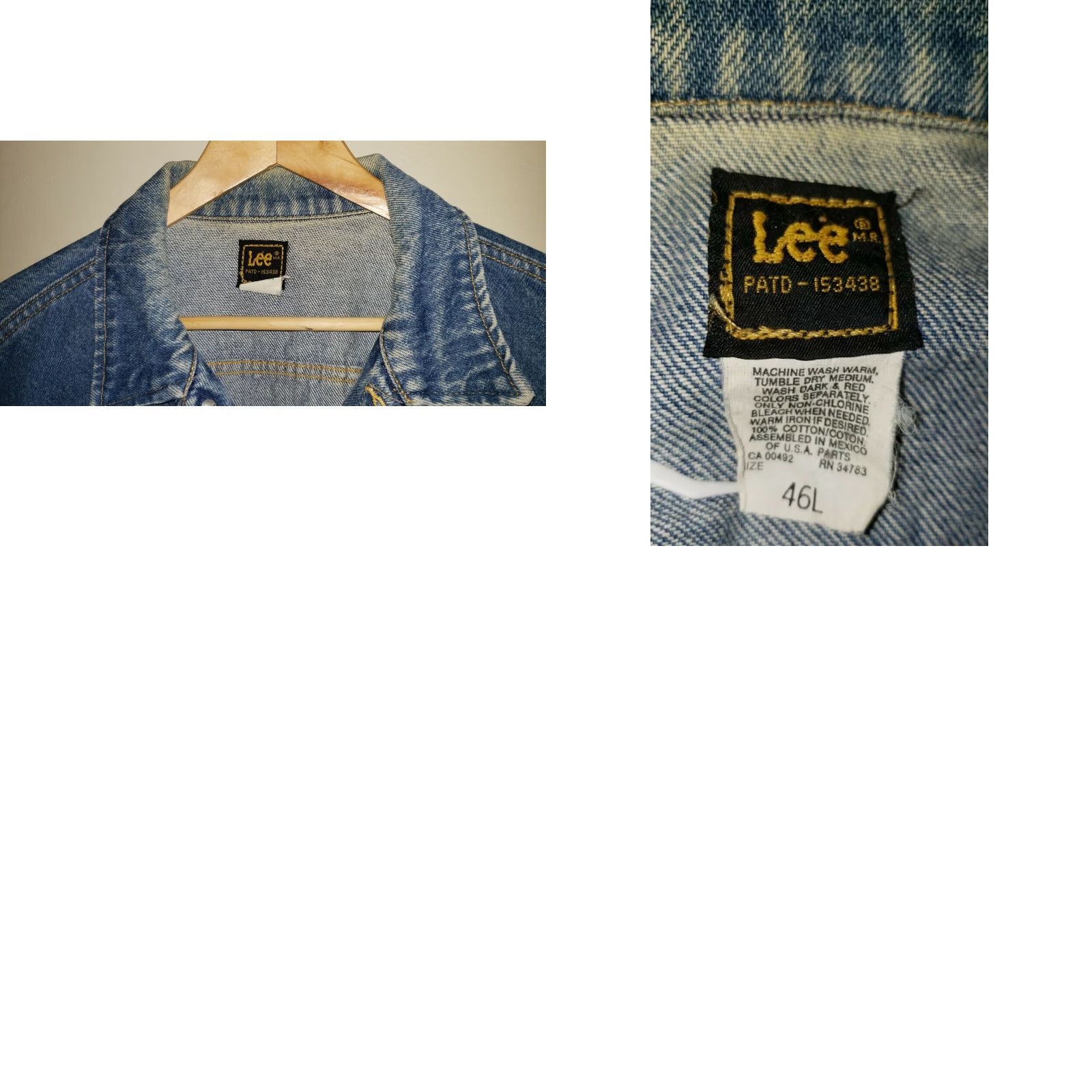 Lee VINTAGE LEE Riders Denim Jean Jacket Sz 46L Distressed Western Rancher USA 90s Mens Jacket Jeans Distressed Blue Size US 30 / EU 46 - 8 Thumbnail