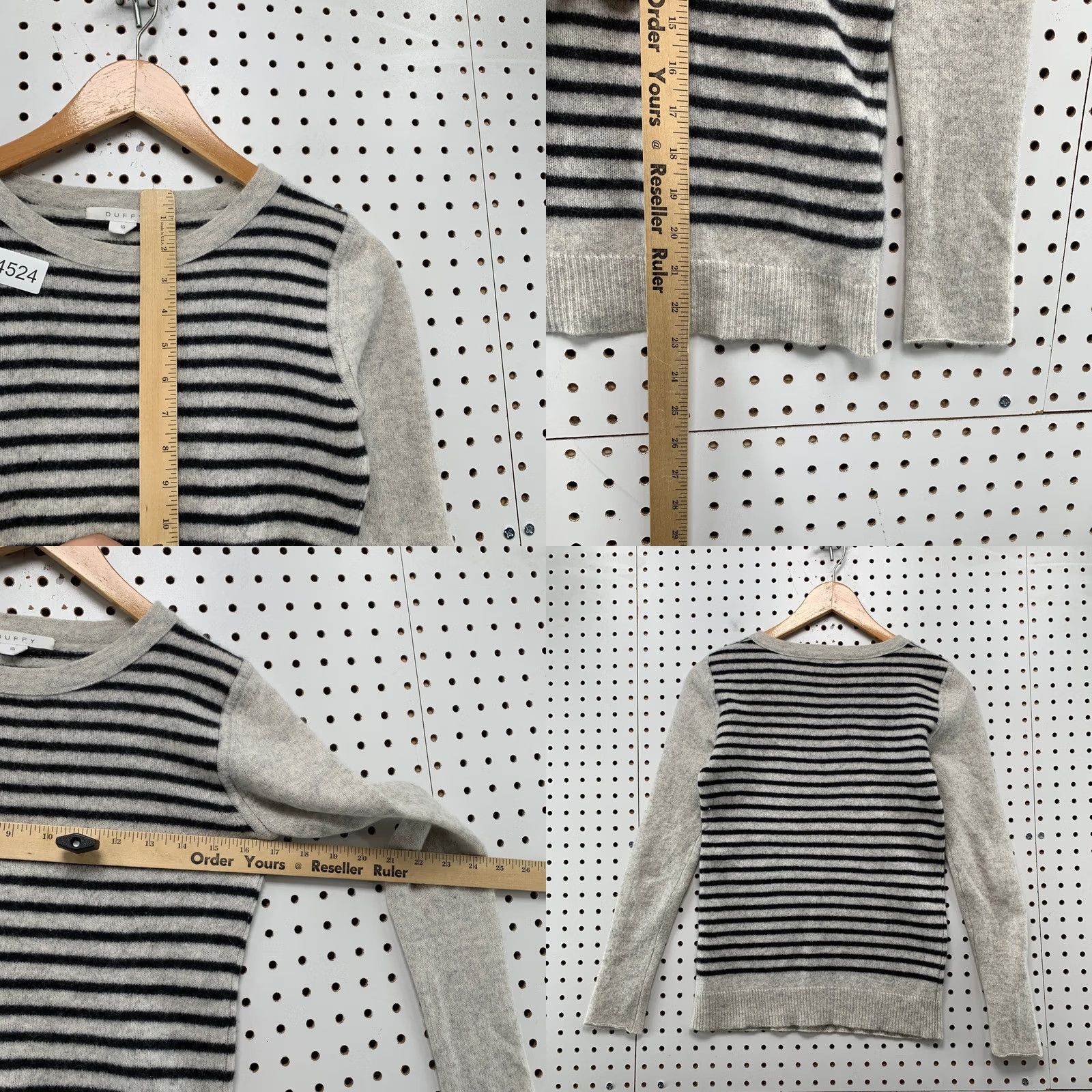 Vintage Duffy Sweater Womens Small Gray Striped Pullover 100% Cashmere Preppy Size S / US 4 / IT 40 - 8 Thumbnail