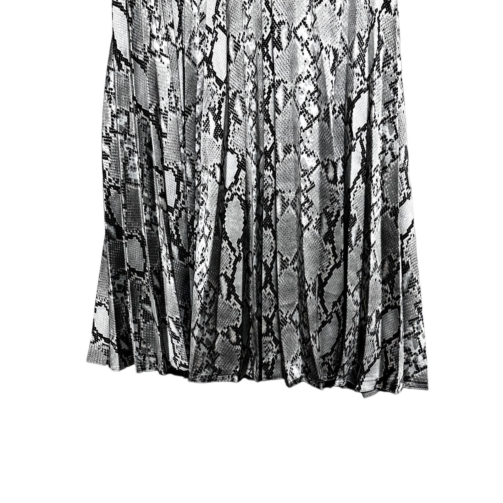 New Look New Look Midi Skirt Snakeskin Design Pleated Gray Black 2 Size 26" / US 2 / IT 38 - 5 Thumbnail
