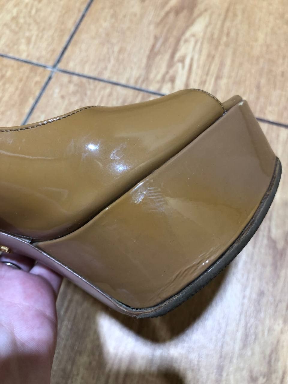 Prada PRADA Luxury Patent Leather Peep Toe Heels Platform Size US 9 / IT 39 - 14 Thumbnail